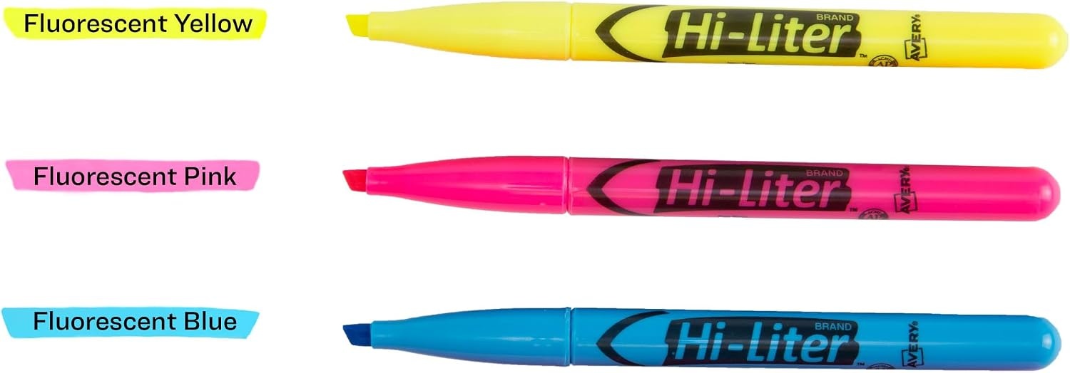 image:imageAvery HiLiter PenStyle Highlighters Smear Safe Ink Chisel Tip 4 Assorted Color Highlighters 235453 Count Pack of 1