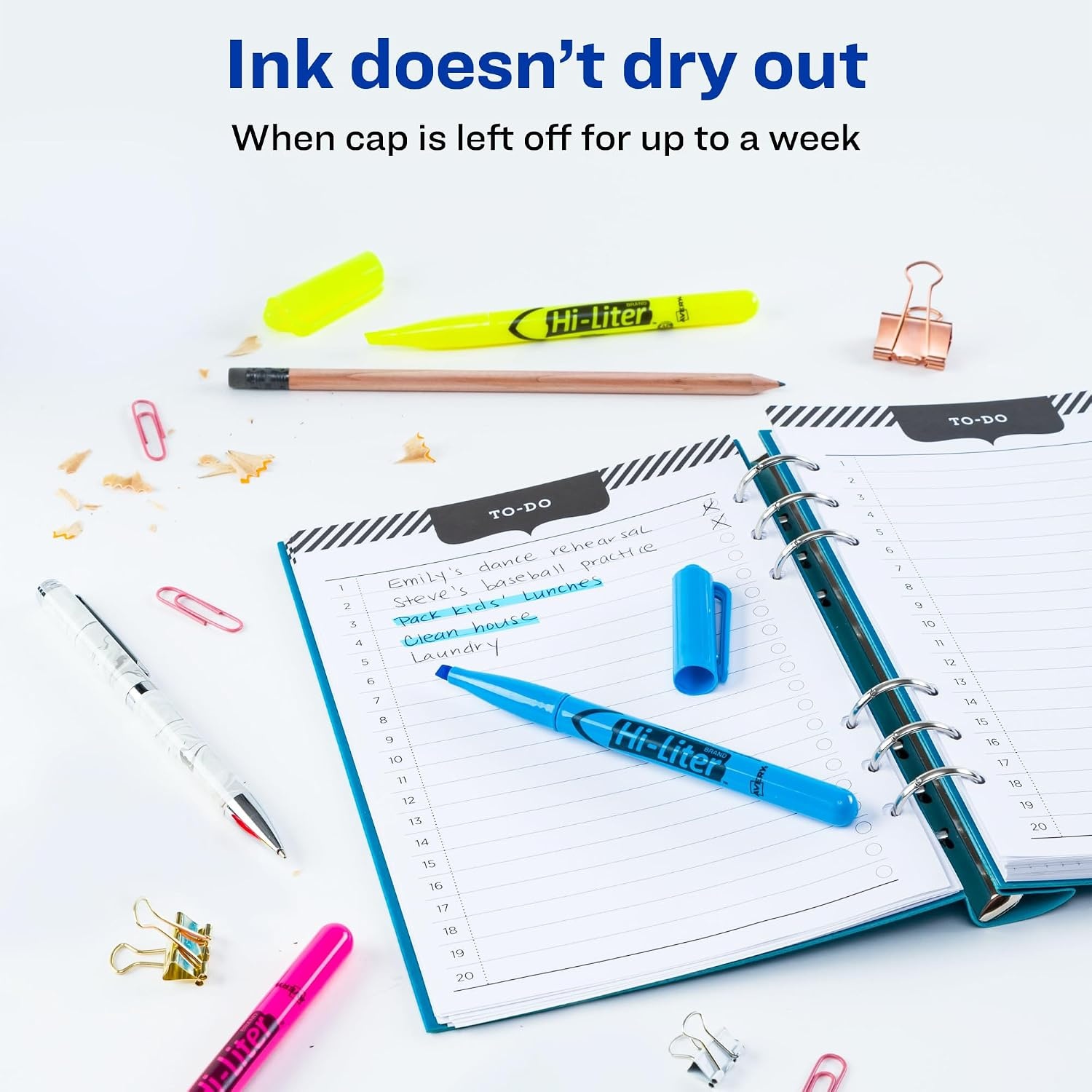image:imageAvery HiLiter PenStyle Highlighters Smear Safe Ink Chisel Tip 4 Assorted Color Highlighters 235453 Count Pack of 1