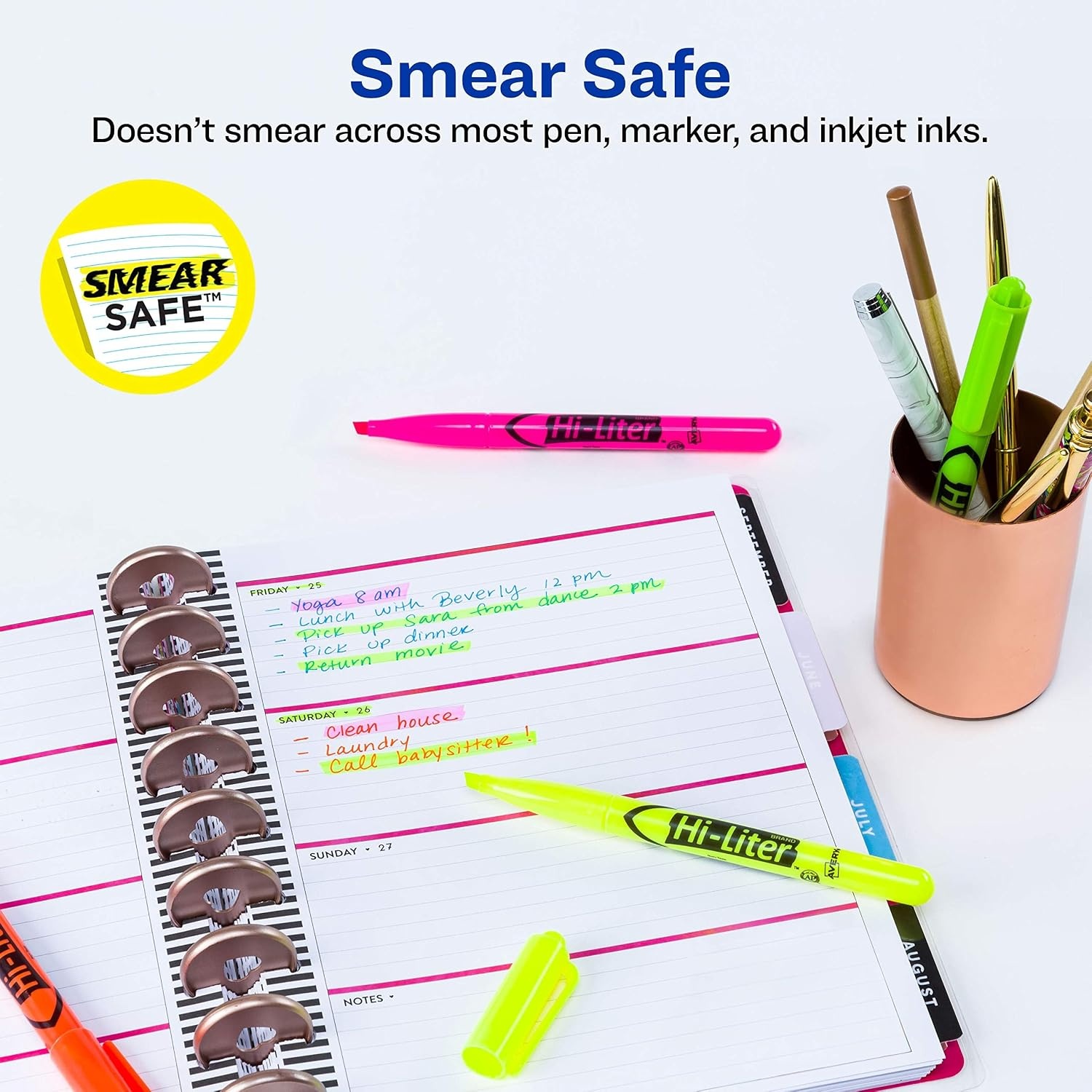 image:imageAvery HiLiter PenStyle Highlighters Smear Safe Ink Chisel Tip 4 Assorted Color Highlighters 235454 Count Pack of 1