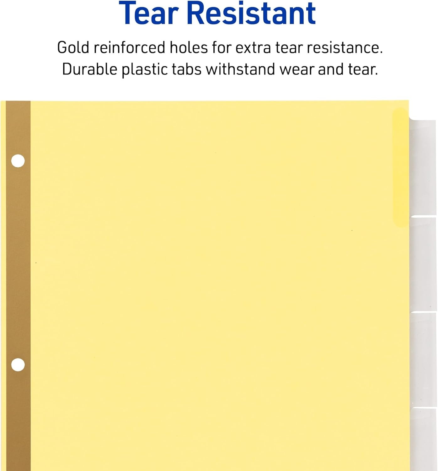 image:imageAvery Insertable Dividers for 3 Ring Binder 5Tab Set Clear Big Tabs Buff Paper with GoldReinforced 24 Sets Great for Organizing Projects Reports Finances and More 1111348 Sets