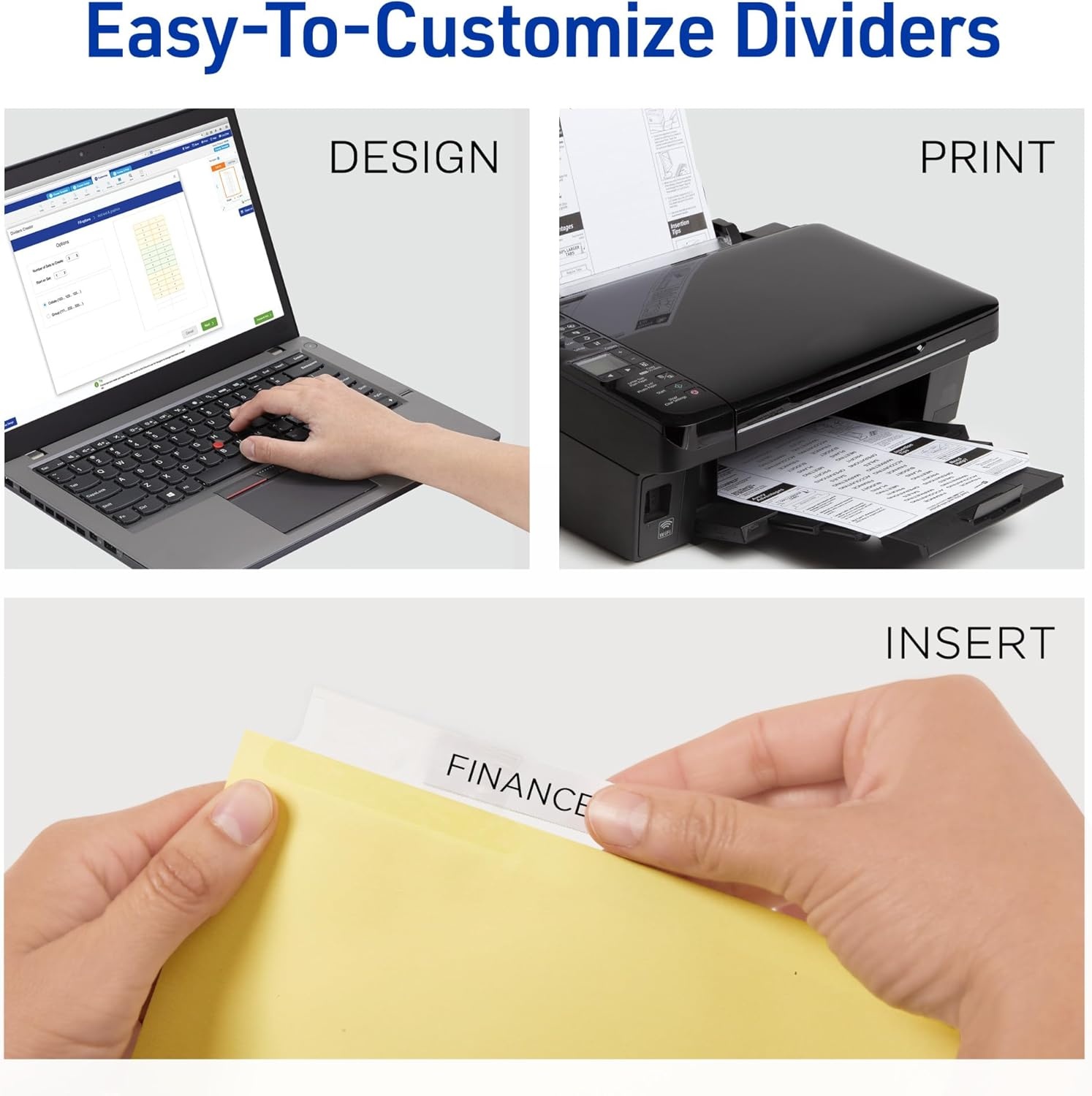 image:imageAvery Insertable Dividers for 3 Ring Binder 5Tab Set Clear Big Tabs Buff Paper with GoldReinforced 24 Sets Great for Organizing Projects Reports Finances and More 1111348 Sets