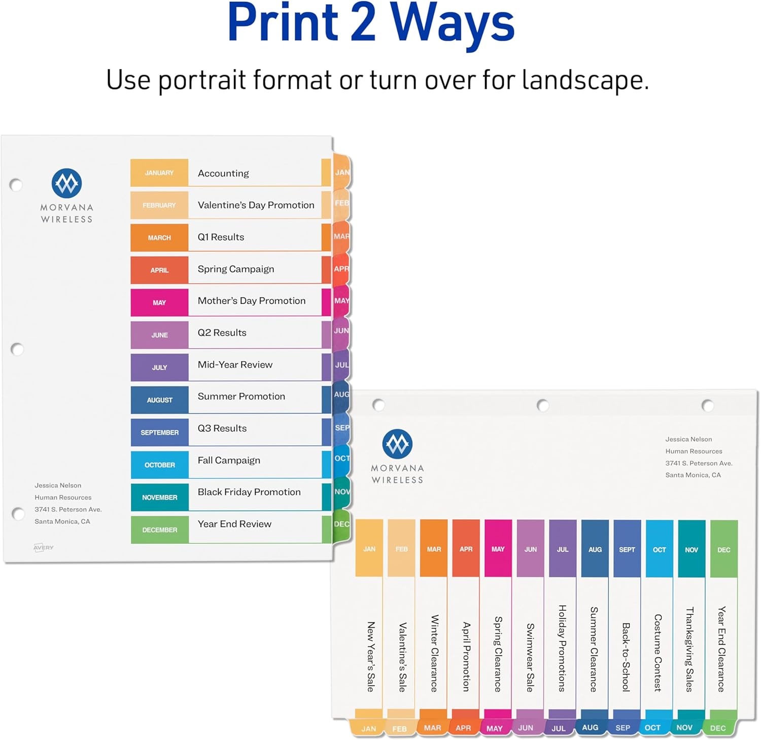 image:imageAvery JanDec Dividers for 3 Ring Binders 12 Tabs per Set Customizable Table of Contents Multicolor Tabs Great for Organizing Reports Projects and More 24 Sets of 111271Pack 3Sets