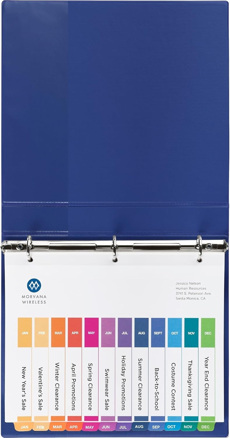 image:imageAvery JanDec Dividers for 3 Ring Binders 12 Tabs per Set Customizable Table of Contents Multicolor Tabs Great for Organizing Reports Projects and More 24 Sets of 111271 Ct Pack of 1