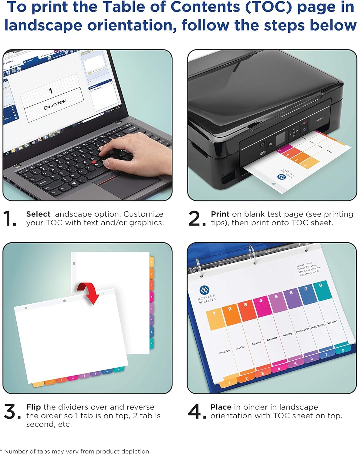 image:imageAvery JanDec Dividers for 3 Ring Binders 12 Tabs per Set Customizable Table of Contents Multicolor Tabs Great for Organizing Reports Projects and More 24 Sets of 111271pack