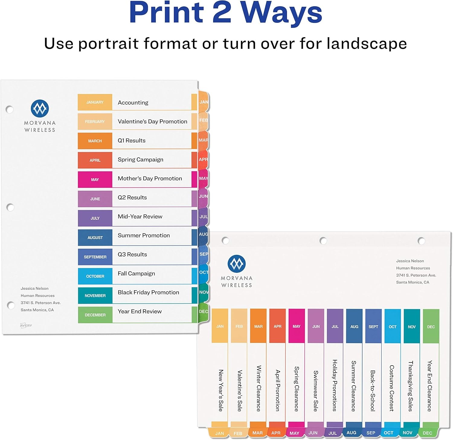 image:imageAvery JanDec Dividers for 3 Ring Binders 12 Tabs per Set Customizable Table of Contents Multicolor Tabs Great for Organizing Reports Projects and More 24 Sets of 111271 Ct Pack of 6