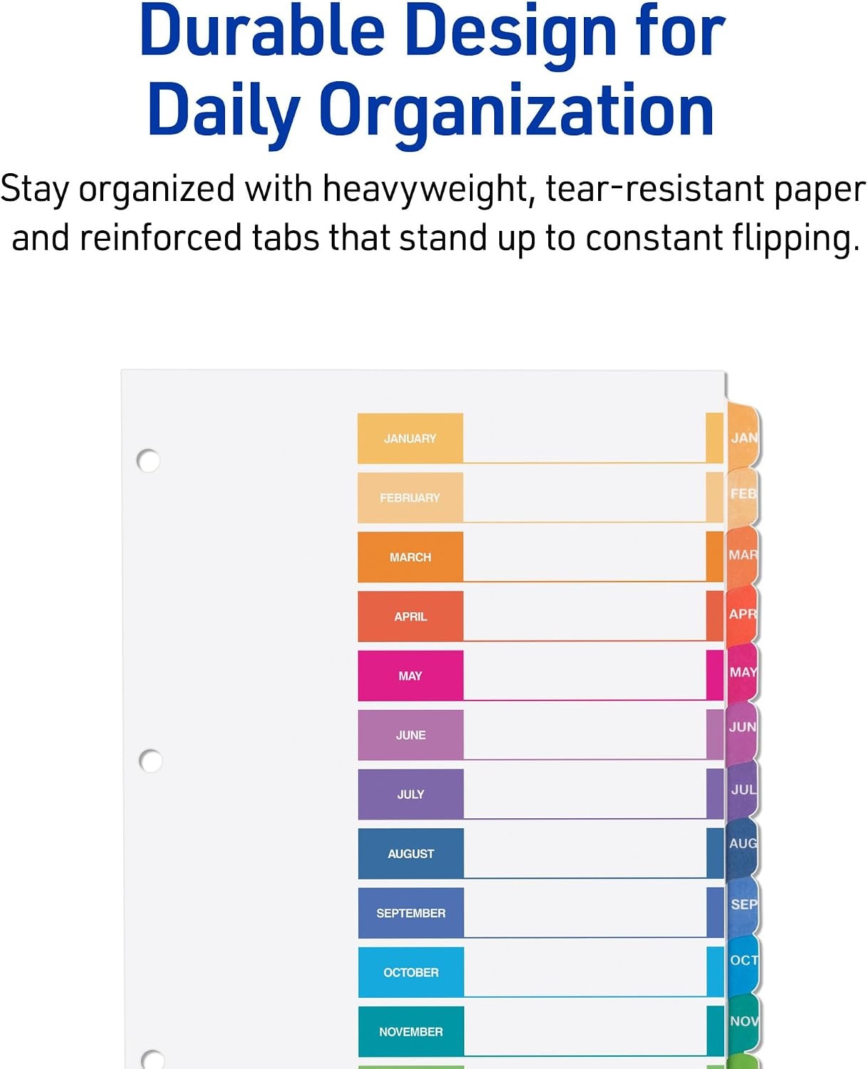image:imageAvery JanDec Dividers for 3 Ring Binders 12 Tabs per Set Customizable Table of Contents Multicolor Tabs Great for Organizing Reports Projects and More 24 Sets of 111271 Ct Pack of 1
