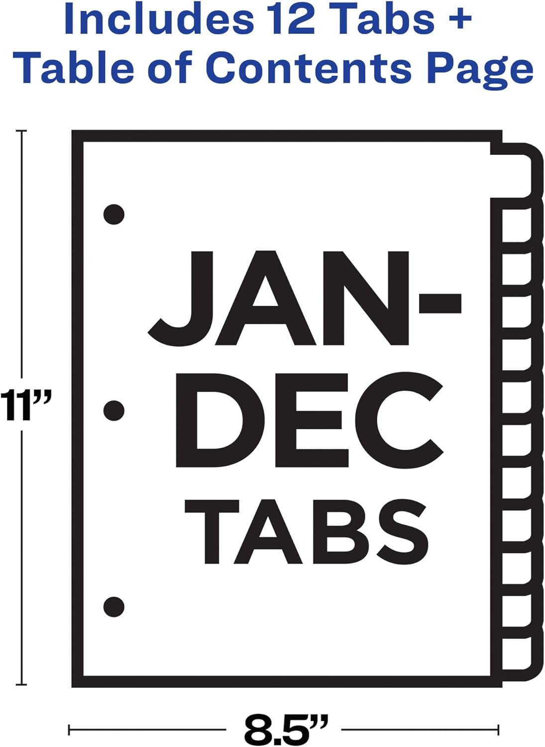 image:imageAvery JanDec Dividers for 3 Ring Binders 12 Tabs per Set Customizable Table of Contents Multicolor Tabs Great for Organizing Reports Projects and More 24 Sets of 111270