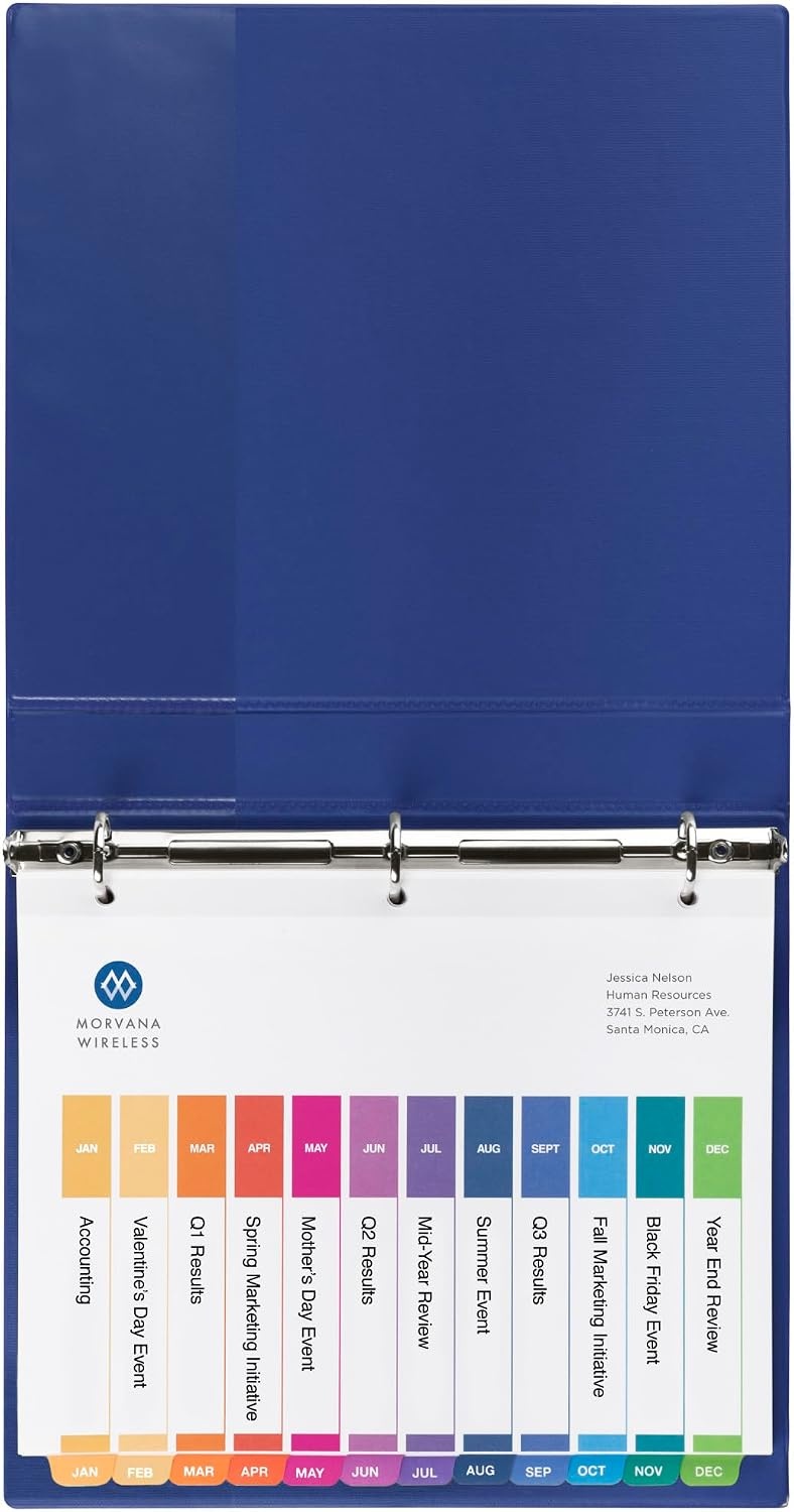 image:imageAvery JanDec Dividers for 3 Ring Binders 12 Tabs per Set Customizable Table of Contents Multicolor Tabs Great for Organizing Reports Projects and More 24 Sets of 111271 Ct Pack of 1