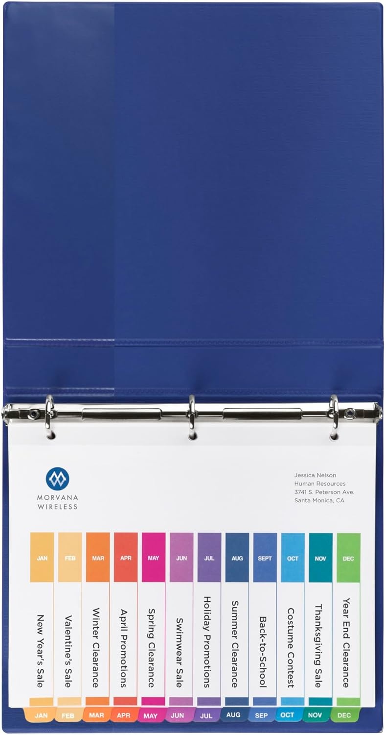image:imageAvery JanDec Dividers for 3 Ring Binders 12 Tabs per Set Customizable Table of Contents Multicolor Tabs Great for Organizing Reports Projects and More 24 Sets of 111271 Ct Pack of 6