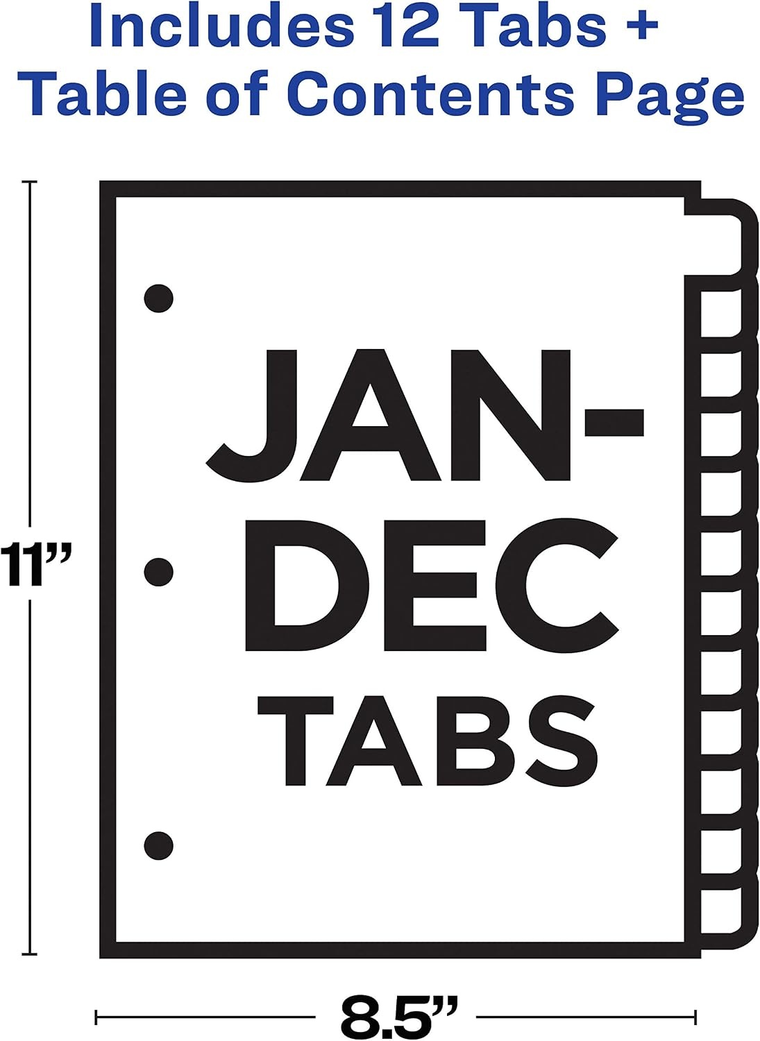 image:imageAvery JanDec Dividers for 3 Ring Binders 12 Tabs per Set Customizable Table of Contents Multicolor Tabs Great for Organizing Reports Projects and More 24 Sets of 111271pack