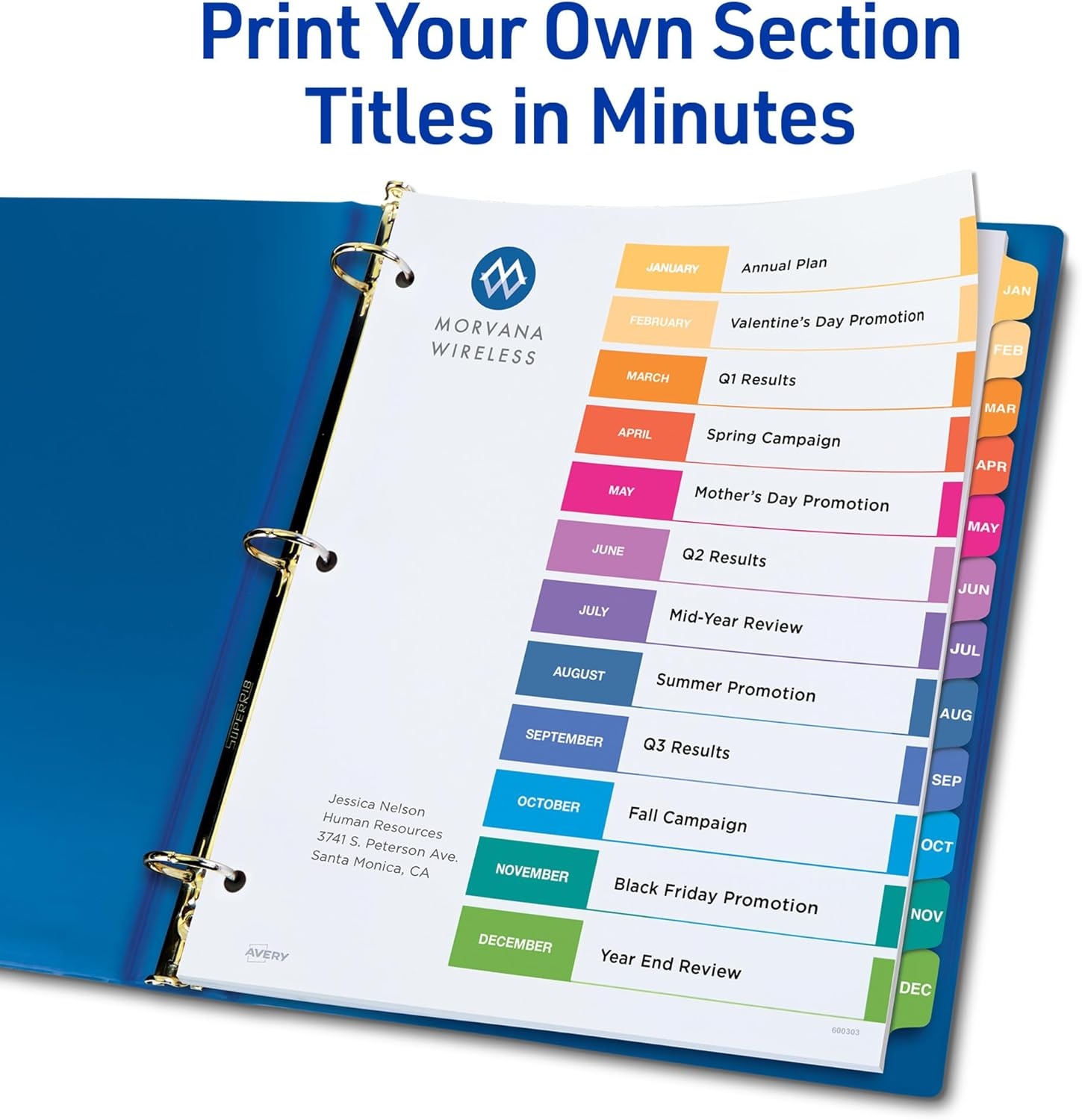 image:imageAvery JanDec Dividers for 3 Ring Binders 12 Tabs per Set Customizable Table of Contents Multicolor Tabs Great for Organizing Reports Projects and More 24 Sets of 111271Pack 3Sets