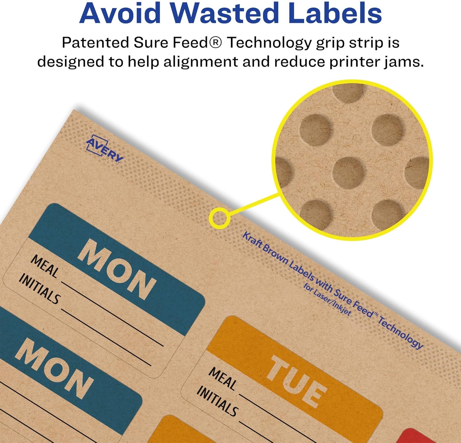 image:imageAvery Kraft Brown Rectangle Labels Sure Feed Technology 1 x 2 360 Kraft Brown Labels PrinttoTheEdge LaserInkjet Printable2 400 labels