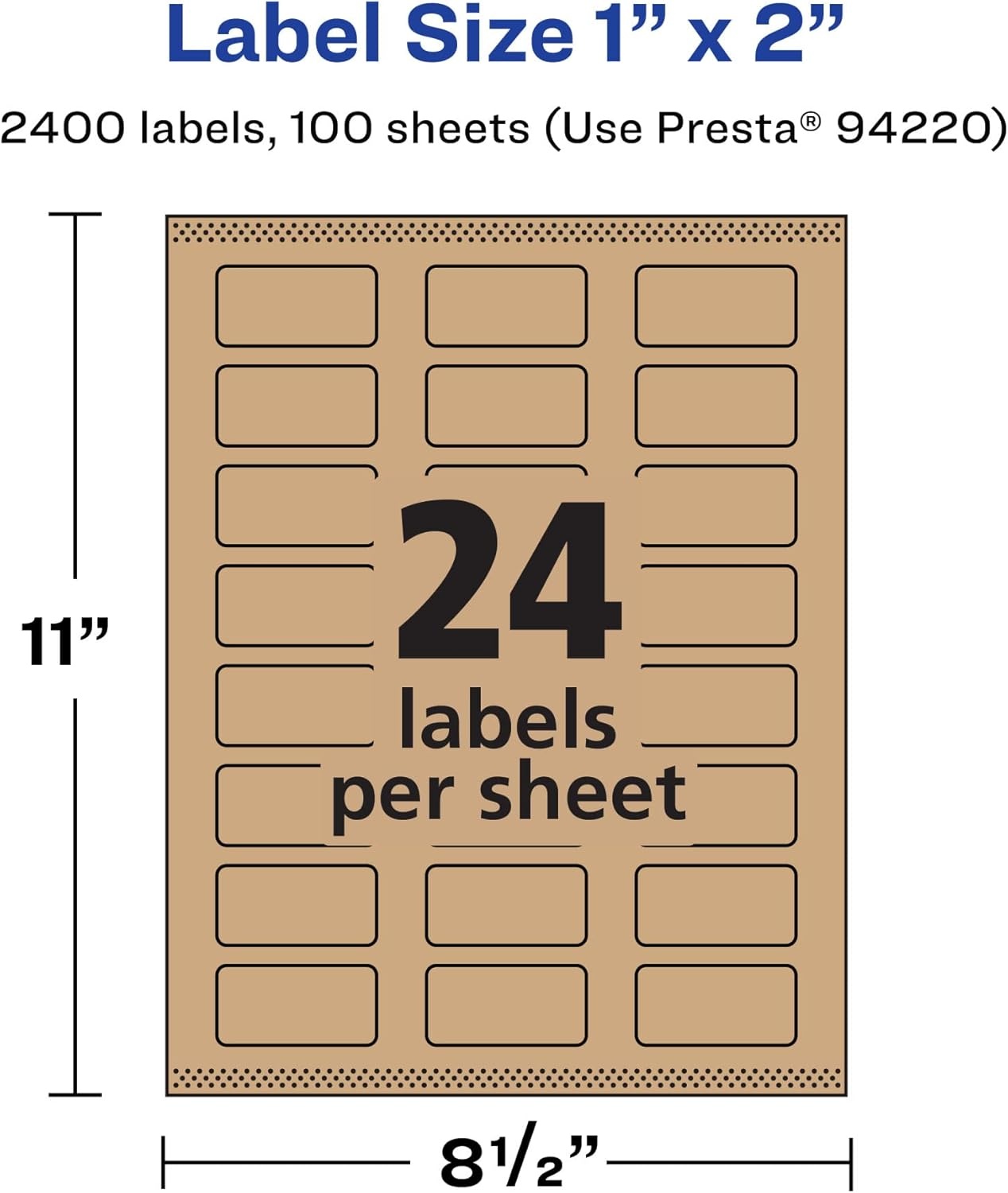 image:imageAvery Kraft Brown Rectangle Labels Sure Feed Technology 1 x 2 360 Kraft Brown Labels PrinttoTheEdge LaserInkjet Printable2 400 labels