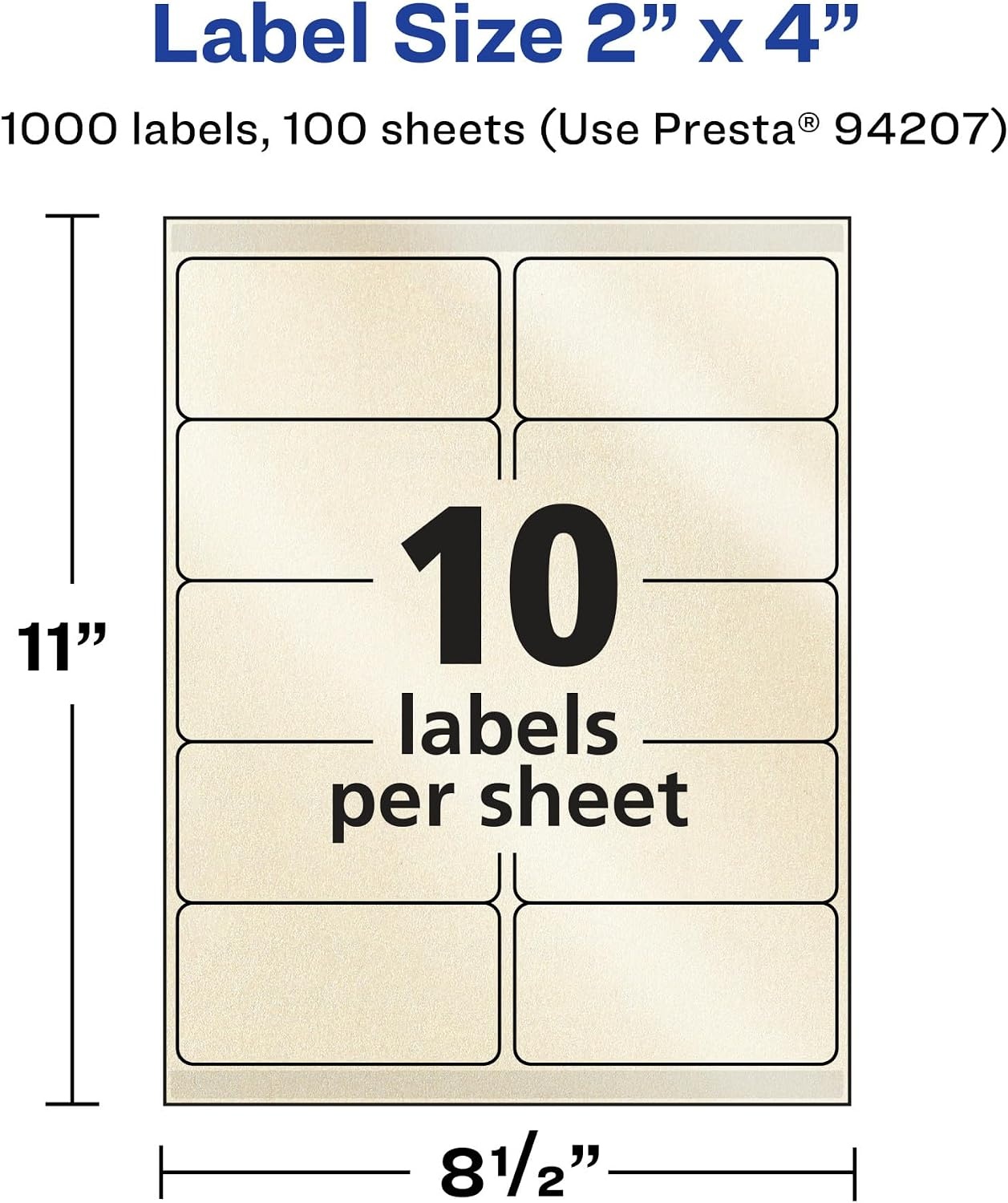 image:imageAvery Pearlized Ivory Rectangle Labels Sure Feed Technology 2 x 4 100 Pearlized Ivory Labels LaserInkjet Printable1 000 labels