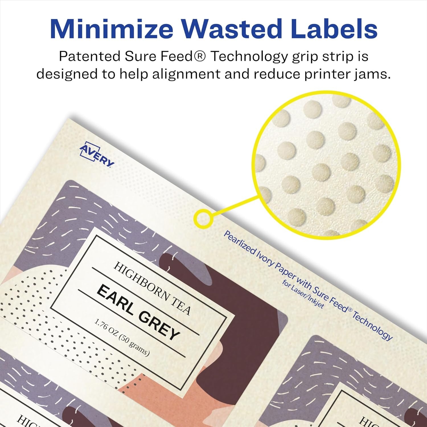 image:imageAvery Pearlized Ivory Rectangle Labels Sure Feed Technology 2 x 4 100 Pearlized Ivory Labels LaserInkjet Printable1 000 labels