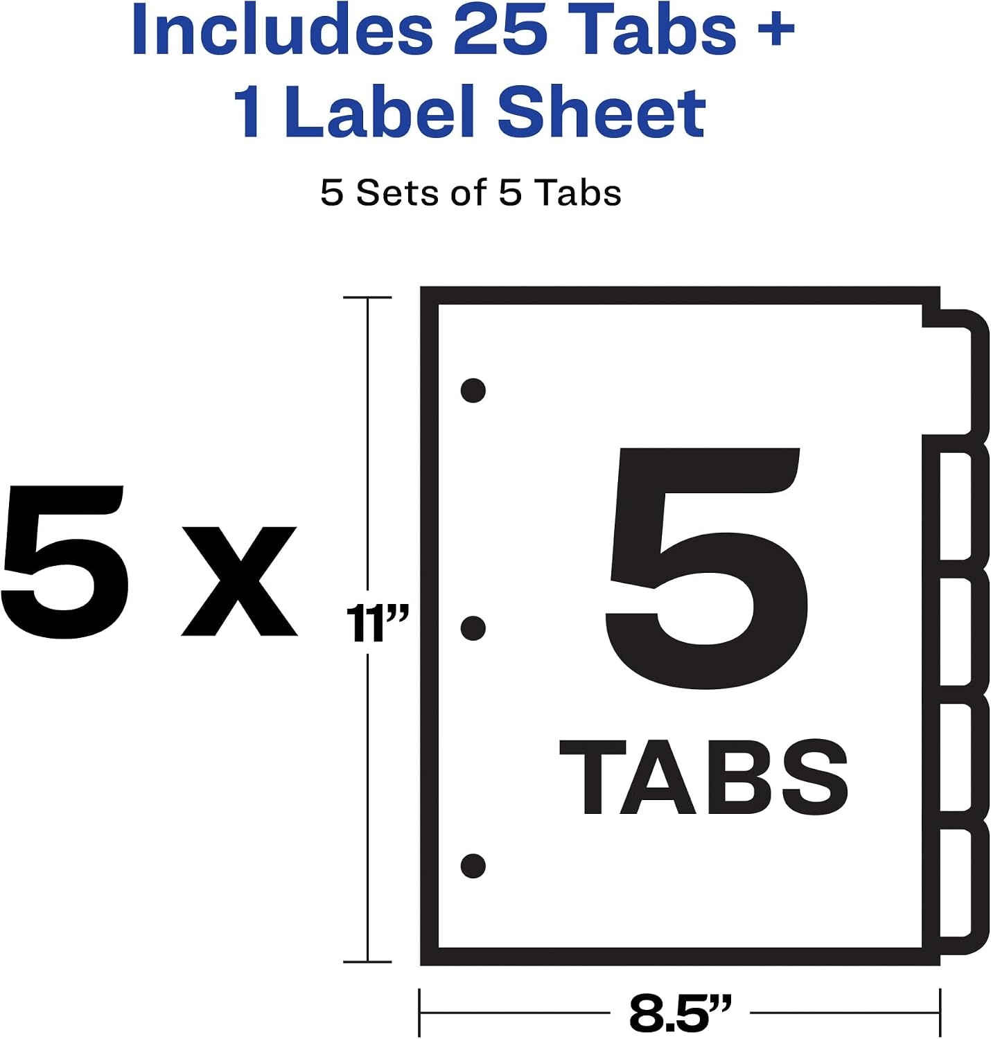 image:imageAvery Print amp Apply Clear Label Unpunched Dividers Index Maker Easy Apply Printable Label Strip 5 White Tabs 25 Sets Case Pack of 6 11433Music