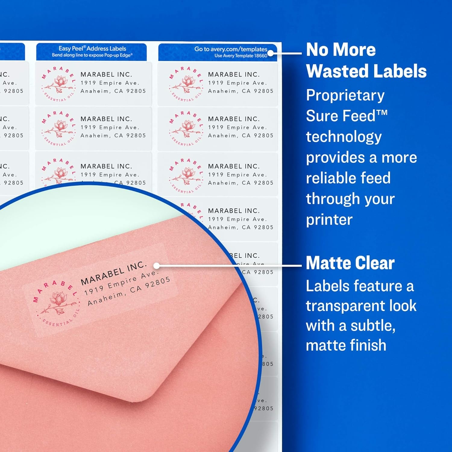 image:imageAvery Printable Address Labels for Laser Printers 1 x 258 Matte Clear 300 Blank Mailing Labels 156601 in X 258 in Pack of 5