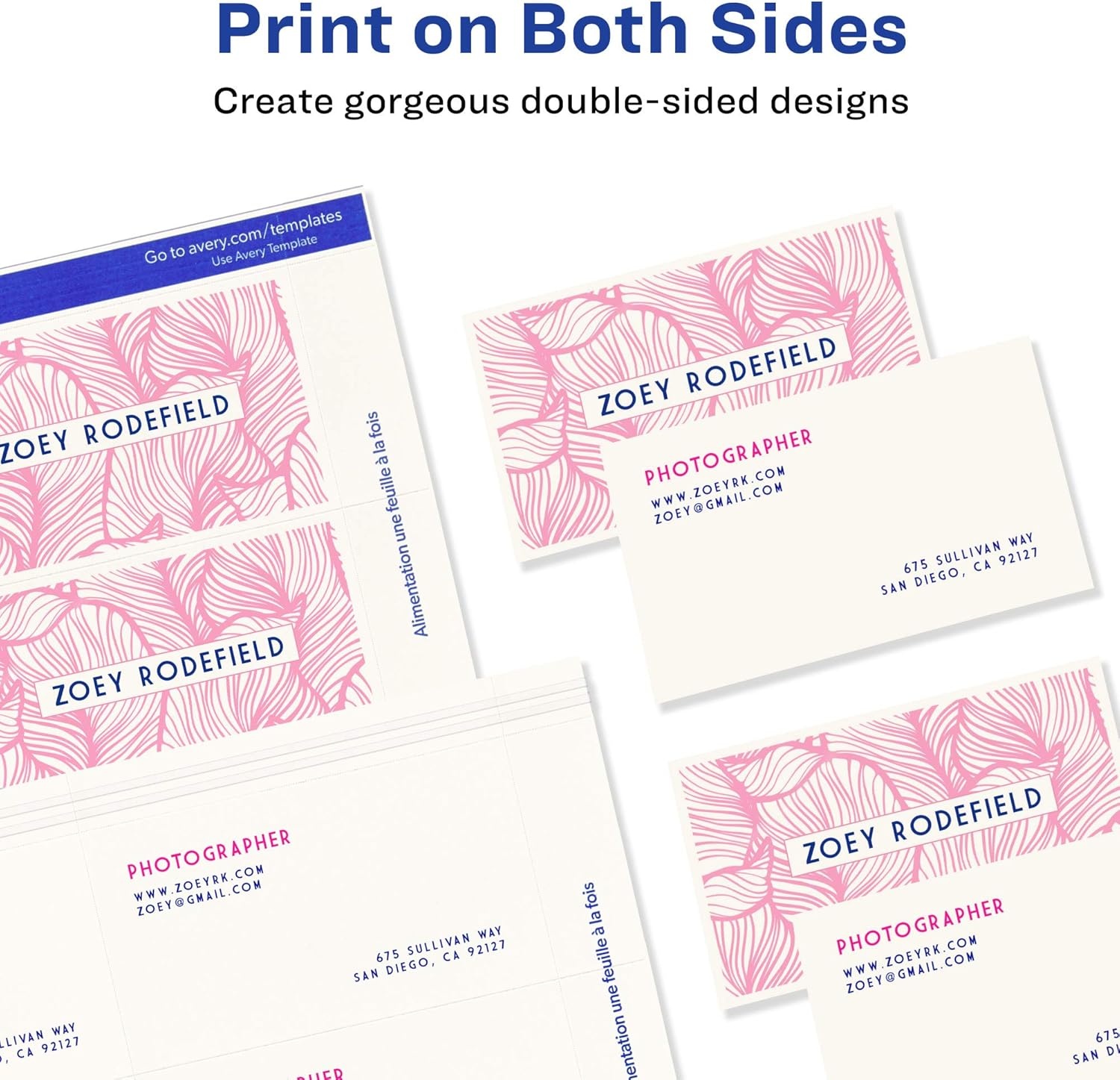 image:imageAvery Printable Business Cards with Sure Feed Technology 2 x 35 White 1000 Blank Business Cards Inkjet Printer Paper 84712 x 35 inches