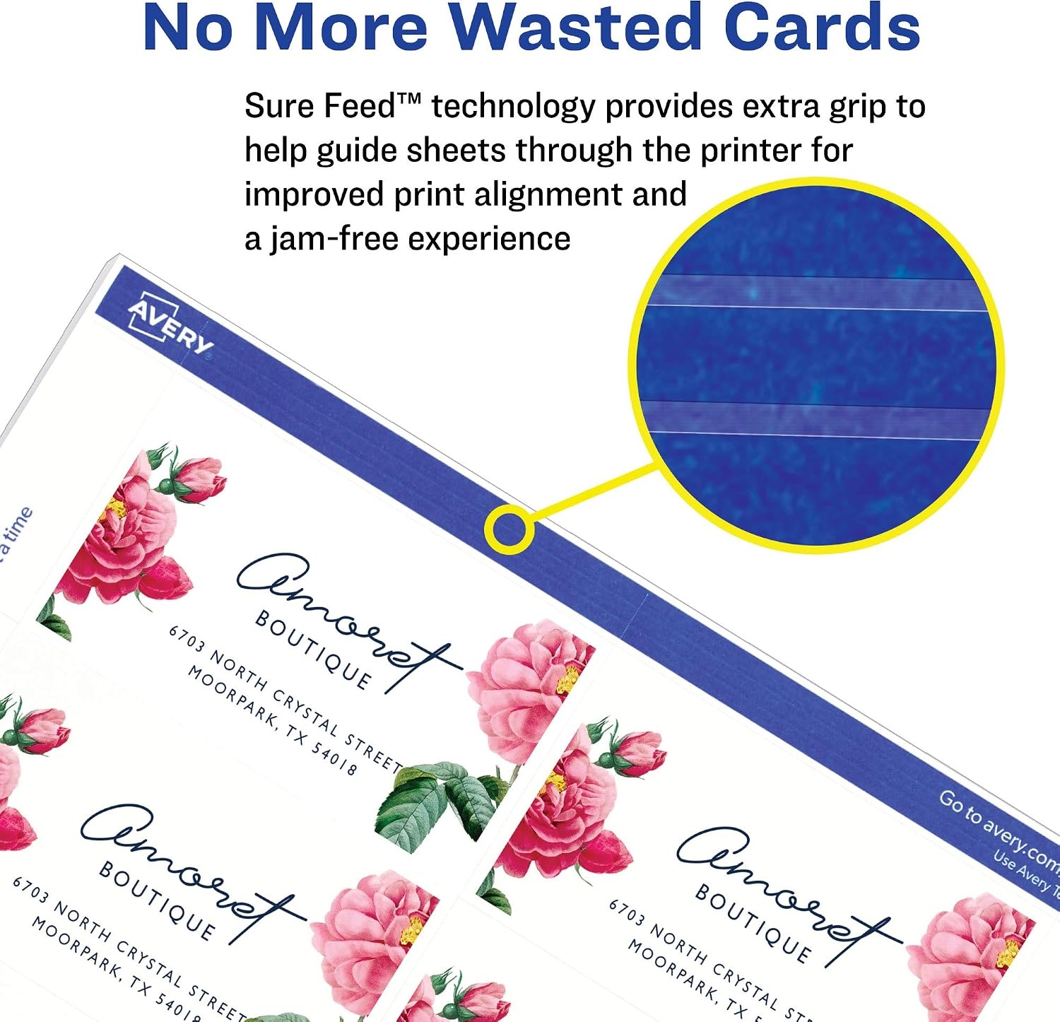 image:imageAvery Printable Business Cards with Sure Feed Technology 2 x 35 White 1000 Blank Business Cards Inkjet Printer Paper 84712 x 35 inches Pack of 5