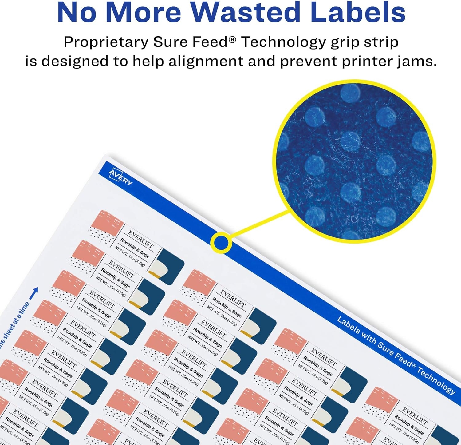 image:imageAvery Printable Durable White Rectangle Labels Sure Feed Technology 12 x 175 PrinttotheEdge Waterproof Labels Laser amp PigmentBased Inkjet Compatible 600 Total6 000 labels