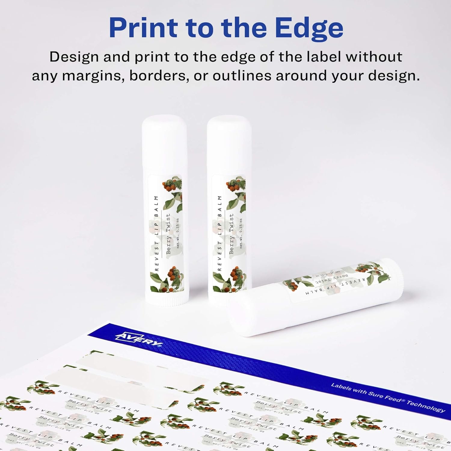 image:imageAvery Printable Durable White Rectangle Labels Sure Feed Technology 12 x 175 PrinttotheEdge Waterproof Labels Laser amp PigmentBased Inkjet Compatible 600 Total6 000 labels