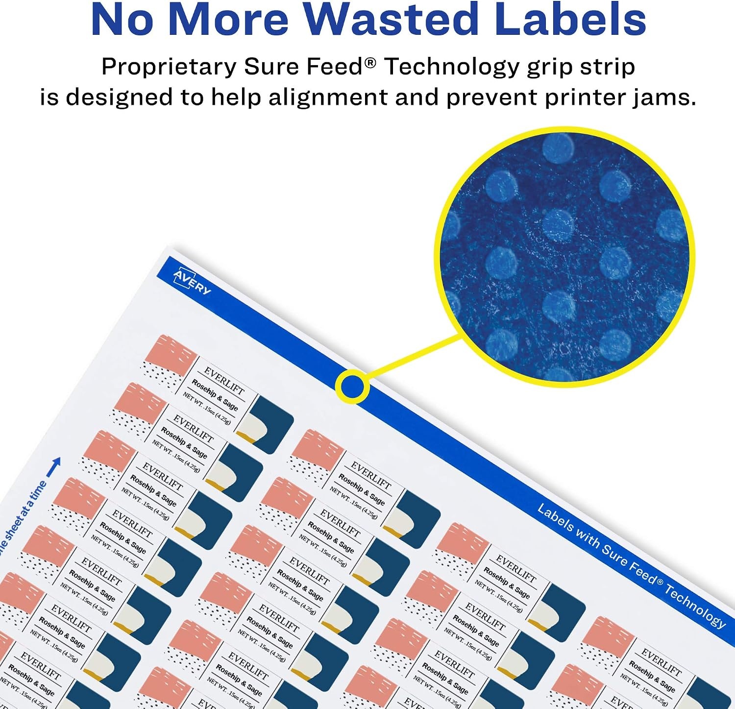 image:imageAvery Printable Durable White Rectangle Labels Sure Feed Technology 12 x 175 PrinttotheEdge Waterproof Labels Laser amp PigmentBased Inkjet Compatible 600 Total1 500 labels
