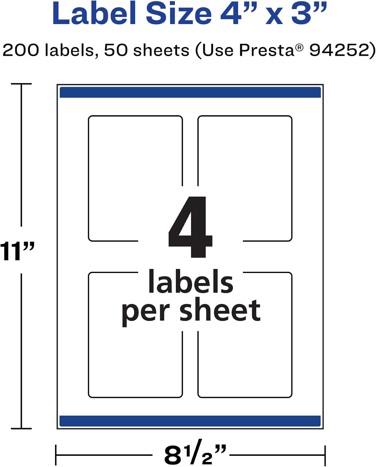 image:imageAvery Printable Durable White Rectangle Labels Sure Feed Technology 4 x 3 PrinttotheEdge Waterproof Labels Laser amp PigmentBased Inkjet Compatible 100 Total200 labels