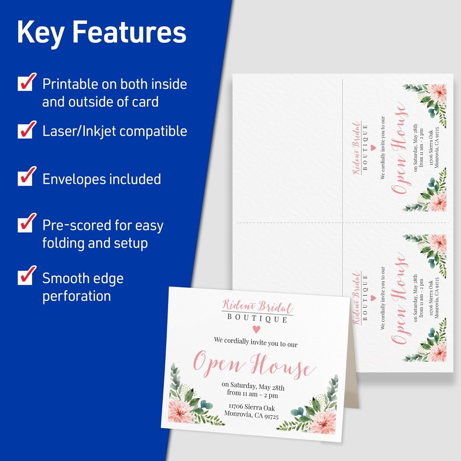 image:imageAvery Printable Note Cards Envelopes Included 425 x 55 Textured White Laser amp Inkjet Compatible 50 Blank Cards per Pack Great for Product Branding Marketing and More 2 Packs of 58130