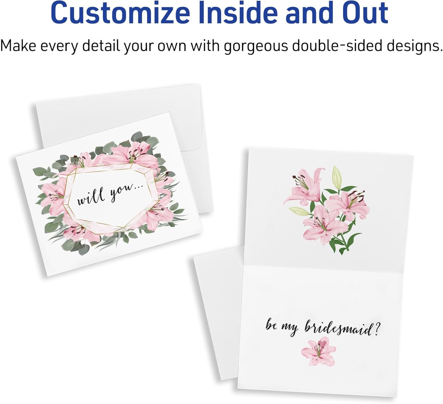 image:imageAvery Printable Note Cards Envelopes Included 425 x 55 Textured White Laser amp Inkjet Compatible 50 Blank Cards per Pack Great for Product Branding Marketing and More 2 Packs of 58130