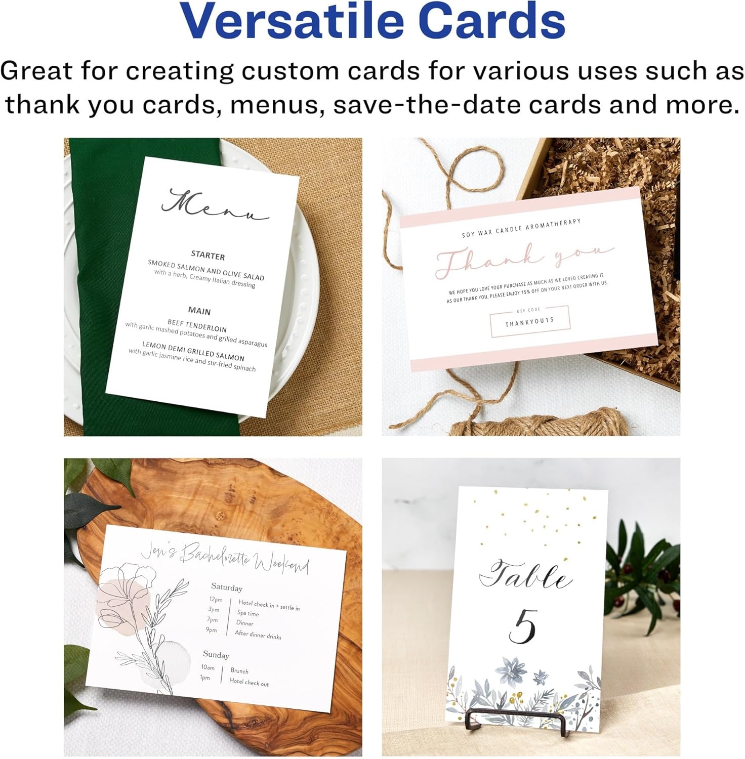 image:imageAvery Printable Rectangle Cards 55 x 85 Matte White Cardstock LaserInkjet Cards 100 TotalMate White