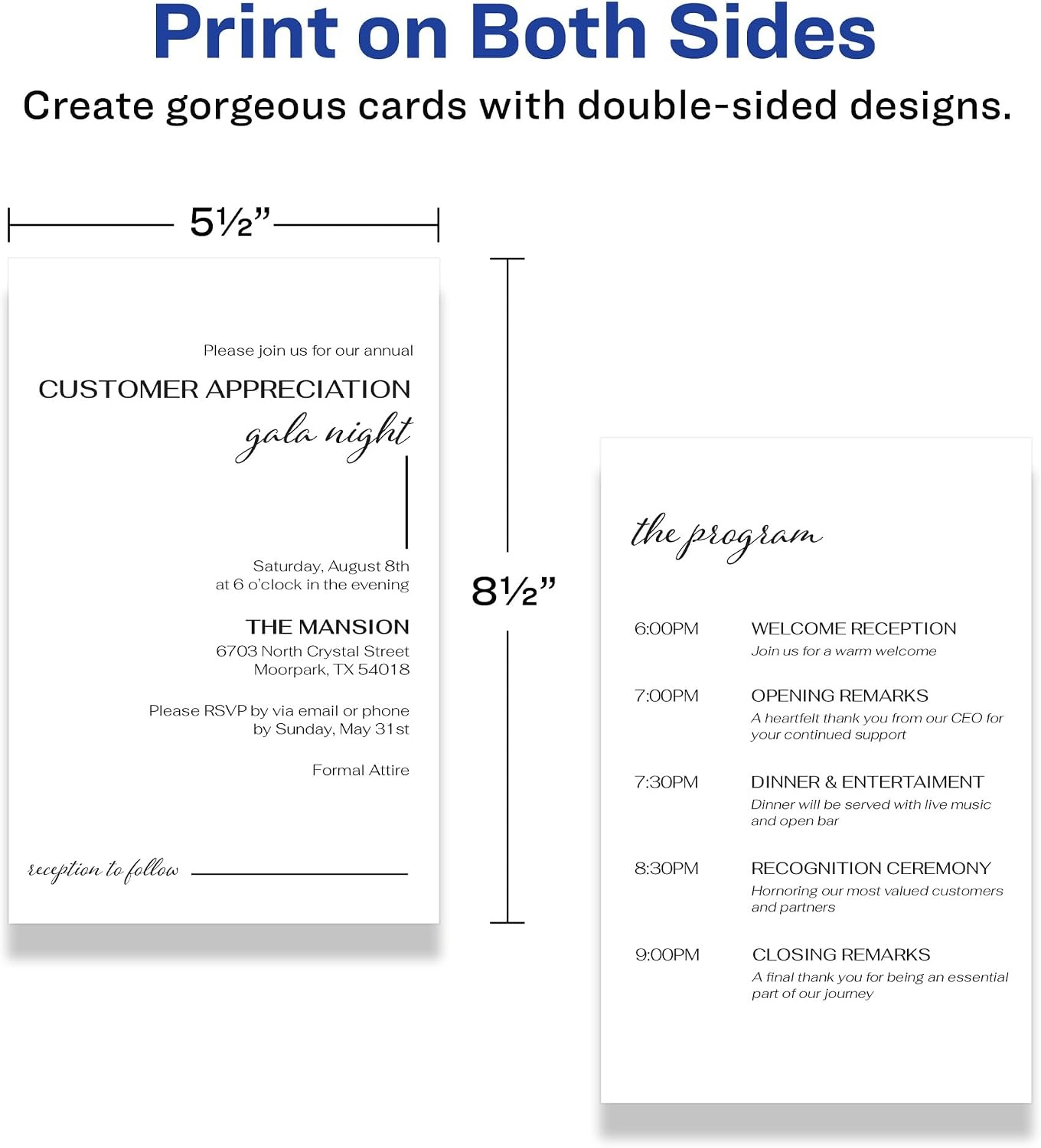 image:imageAvery Printable Rectangle Cards 55 x 85 Matte White Cardstock LaserInkjet Cards 100 TotalMate White