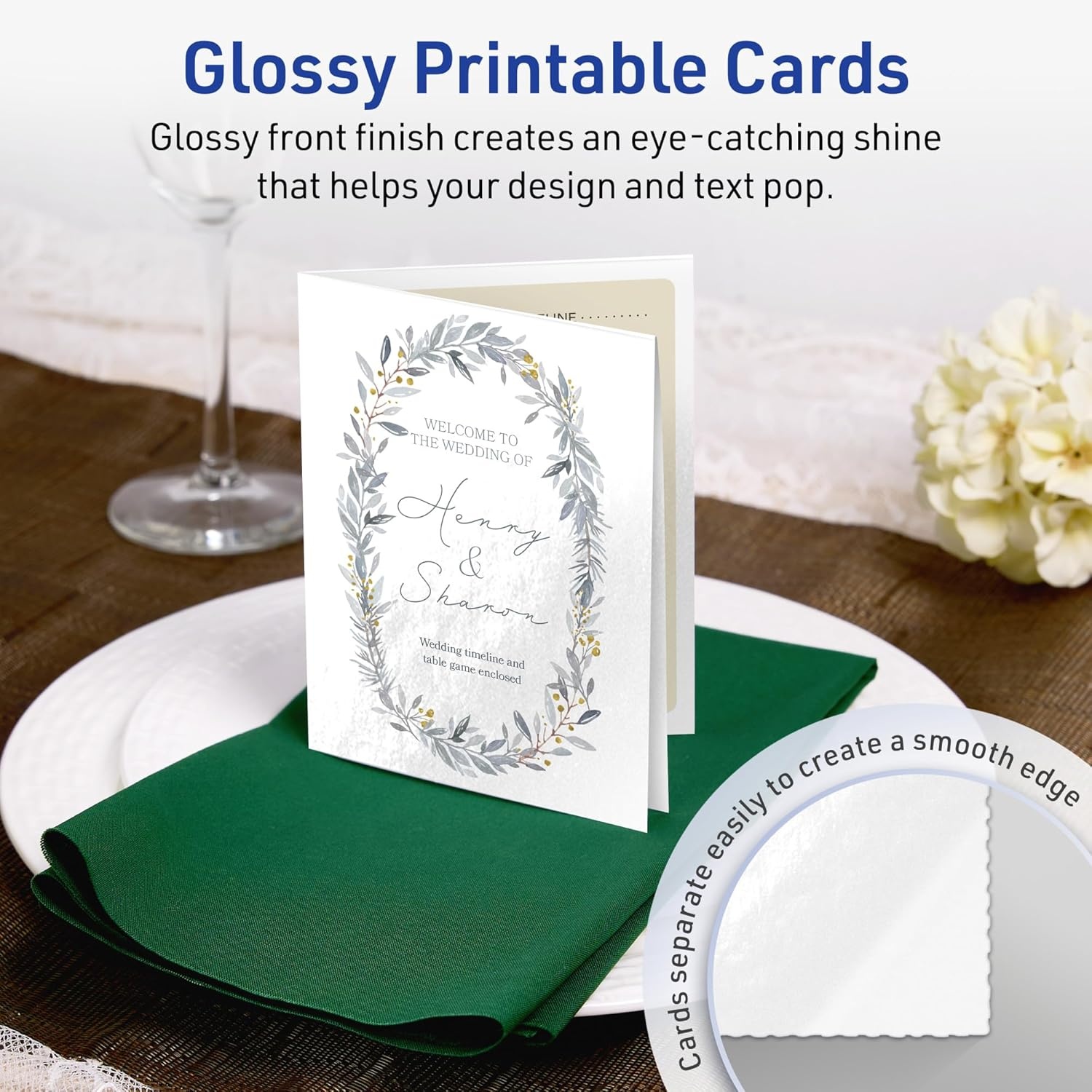 image:imageAvery Printable Rectangle Quarter Fold Greeting Cards 425 x 55 Glossy White Cardstock LaserInkjet 25 Total Great for Thank You Cards Event Invitations and More25 cards
