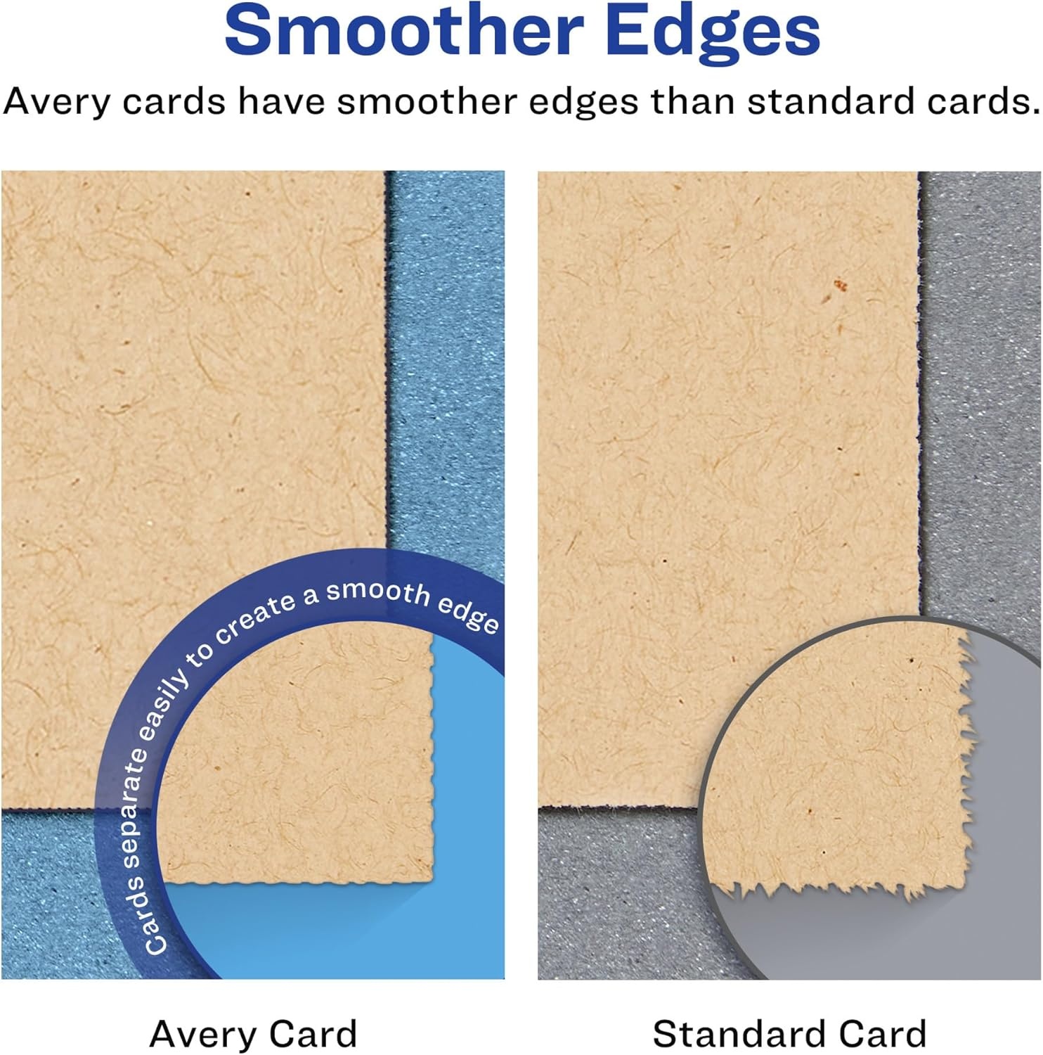 image:imageAvery Printable Rectangle Rounded Corner Business Cards Sure Feed Technology 2 x 312 Kraft Brown Cardstock PrintToTheEdge LaserInkjet Printable 80 Total80 cards