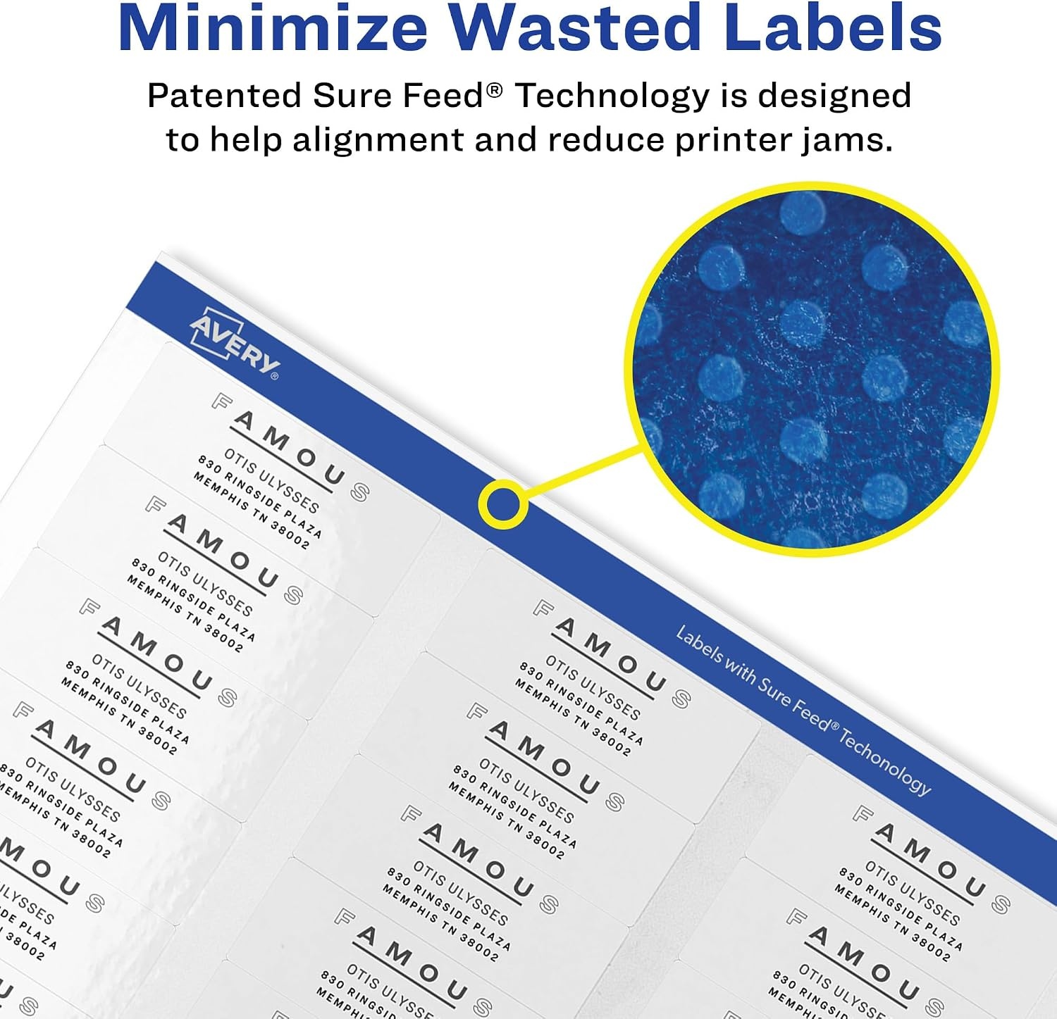 image:imageAvery Printable Return Address Labels with Sure Feed 05 x 175 White 6000 Blank Mailing Labels 0515505 x 175