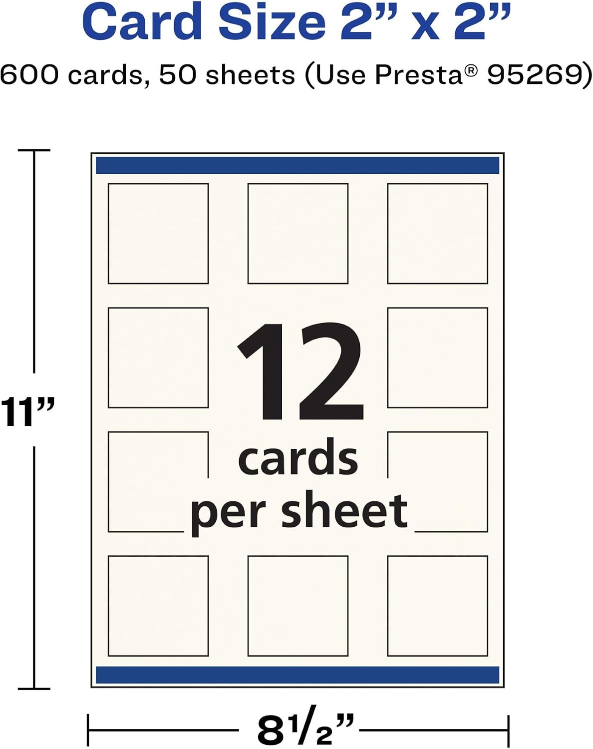 image:imageAvery Printable Square Cards Sure Feed Technology 2 x 2 Matte White Cardstock PrinttotheEdge LaserInkjet Cards 120 TotalIvory