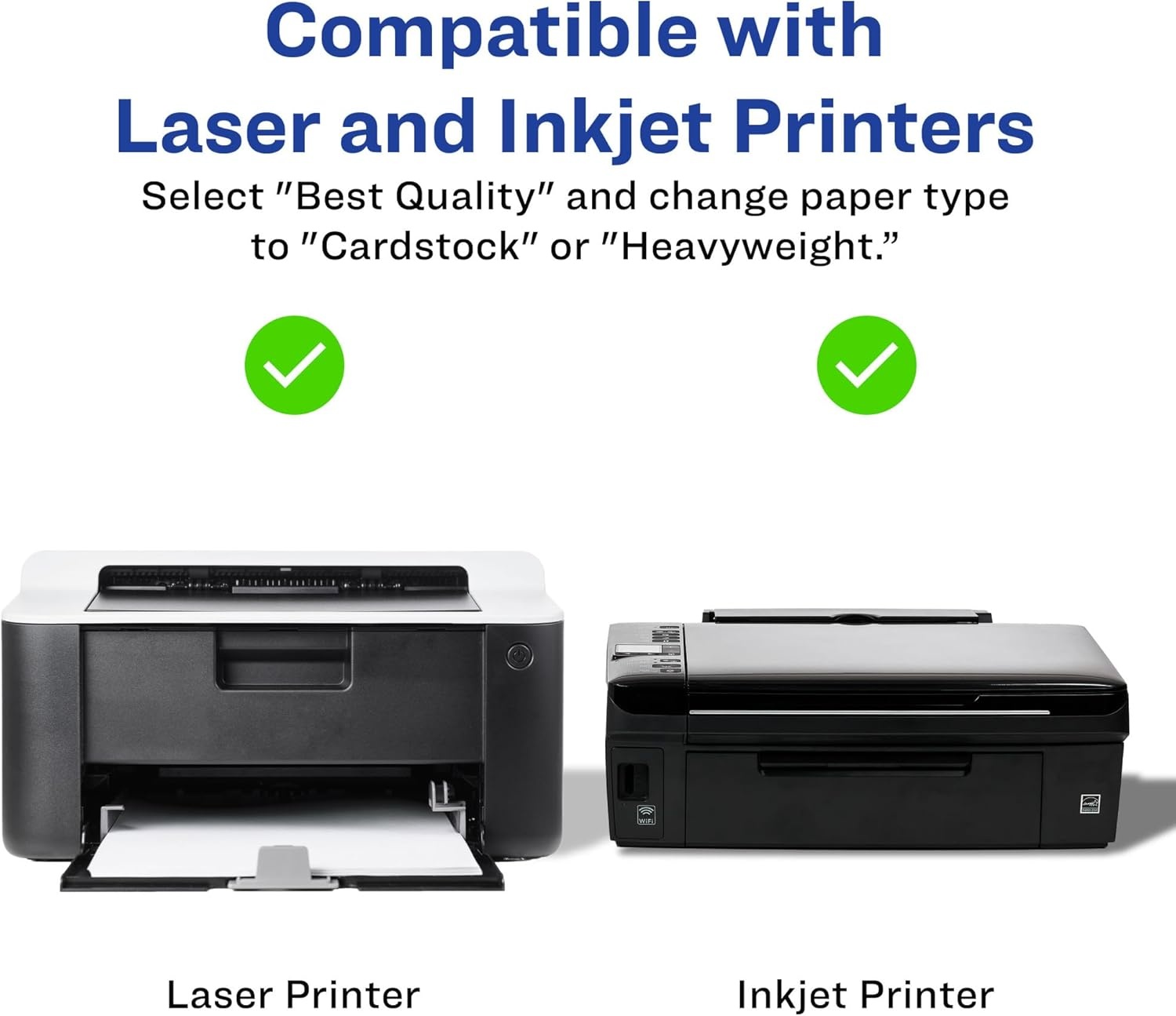 image:imageAvery Printable Square Cards Sure Feed Technology 2 x 2 Matte White Cardstock PrinttotheEdge LaserInkjet Cards 120 TotalIvory