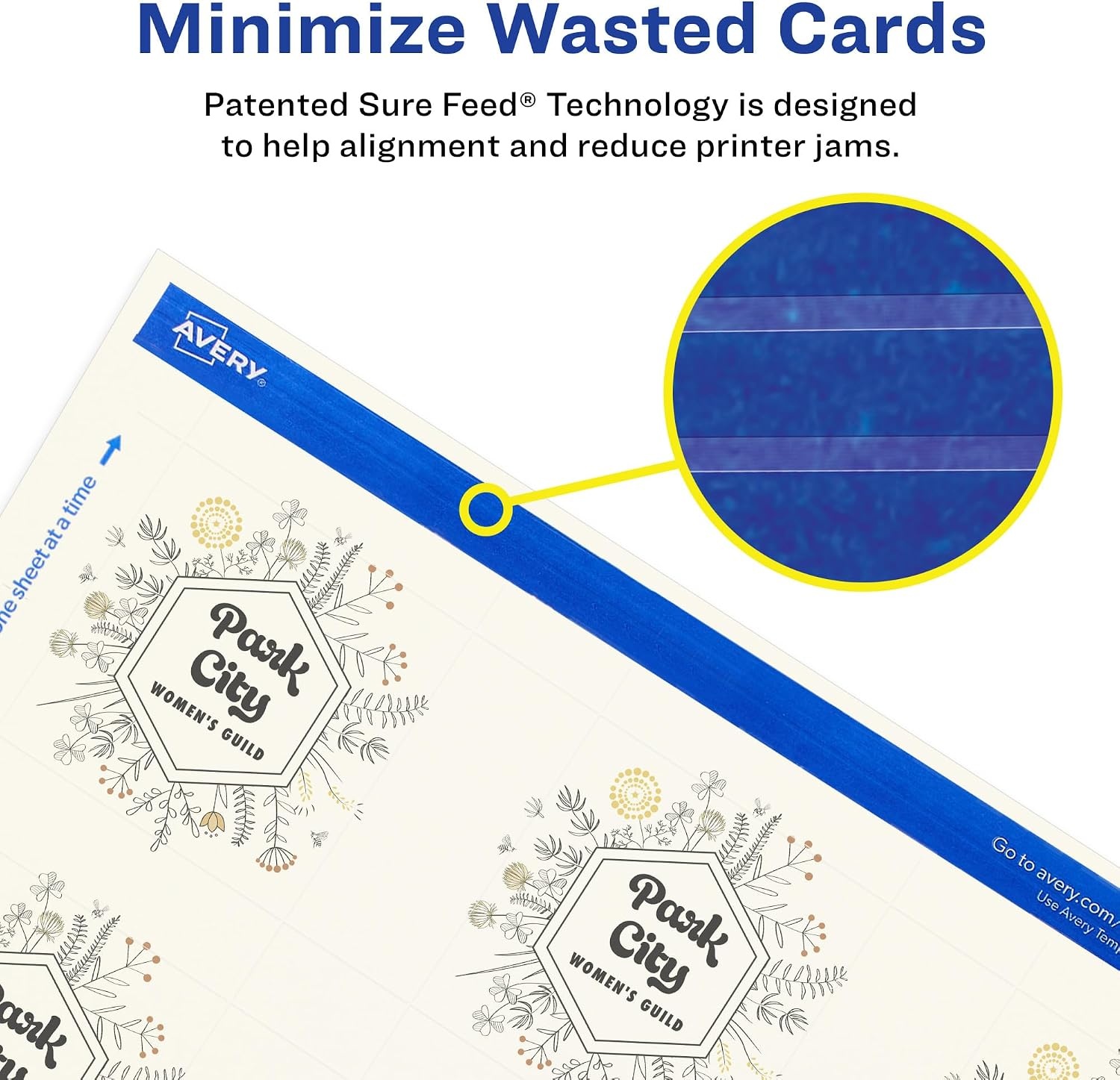 image:imageAvery Printable Square Cards Sure Feed Technology 2 x 2 Matte White Cardstock PrinttotheEdge LaserInkjet Cards 120 TotalIvory