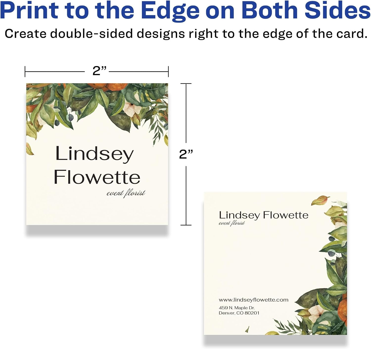 image:imageAvery Printable Square Cards Sure Feed Technology 2 x 2 Matte White Cardstock PrinttotheEdge LaserInkjet Cards 120 TotalIvory