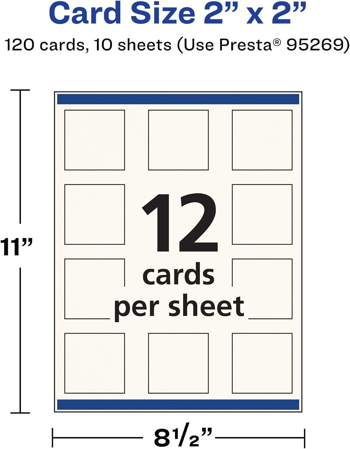 image:imageAvery Printable Square Cards Sure Feed Technology 2 x 2 Matte White Cardstock PrinttotheEdge LaserInkjet Cards 120 TotalIvory