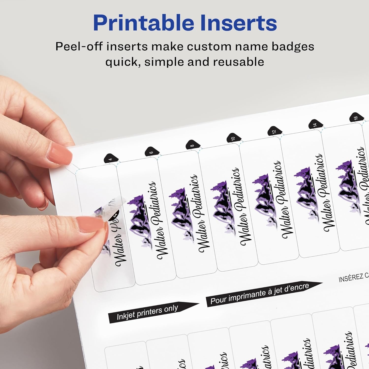 image:imageAvery Reusable Magnetic Professional Name Badge System Refills Inserts for 1 x 3 Name Tags Compatible with Laser Printers 100 Clear Printable Inserts 71210Laser