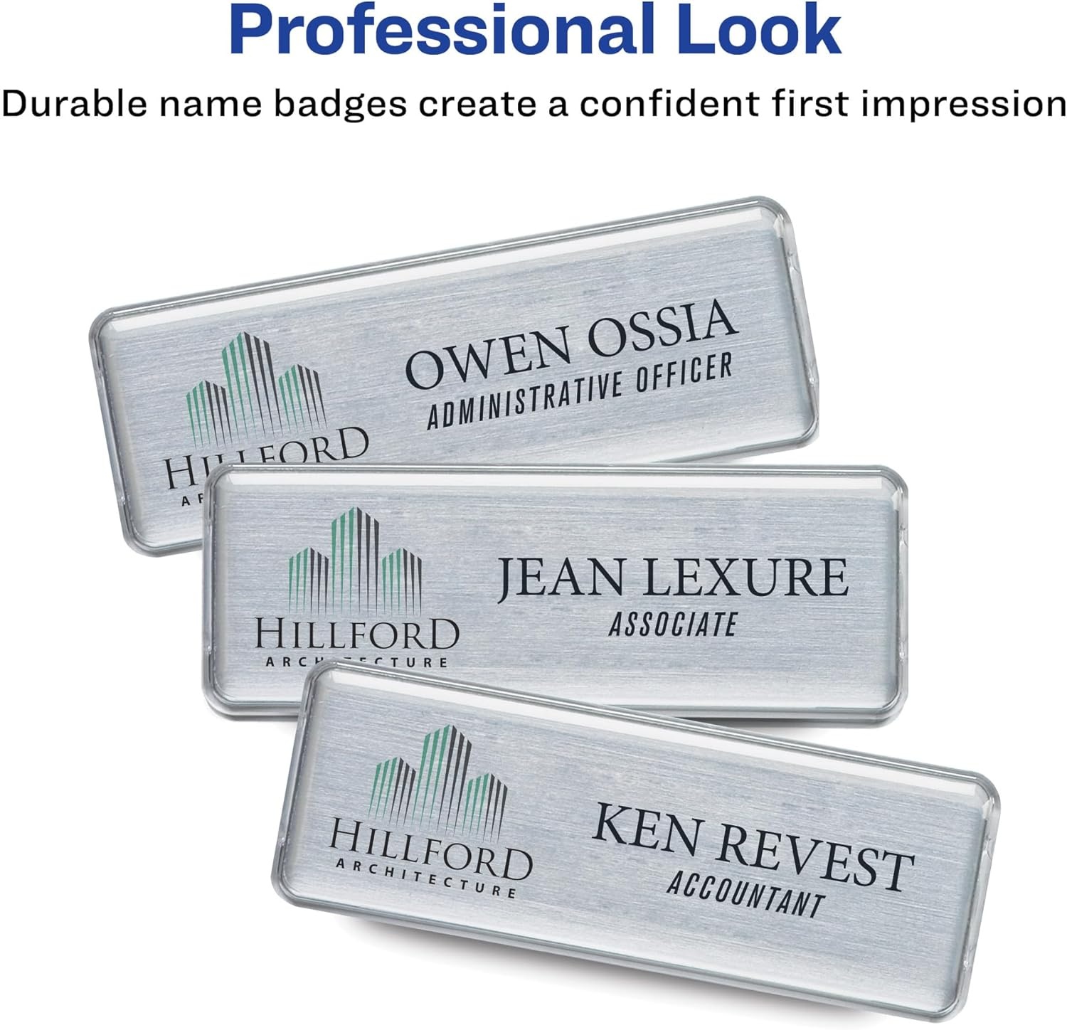 image:imageThe Mighty Badge by Avery 1 x 3 Silver Name Tags 4 ID Badges 32 Inserts for Laser Printers 7120010 Badges Pack of 5