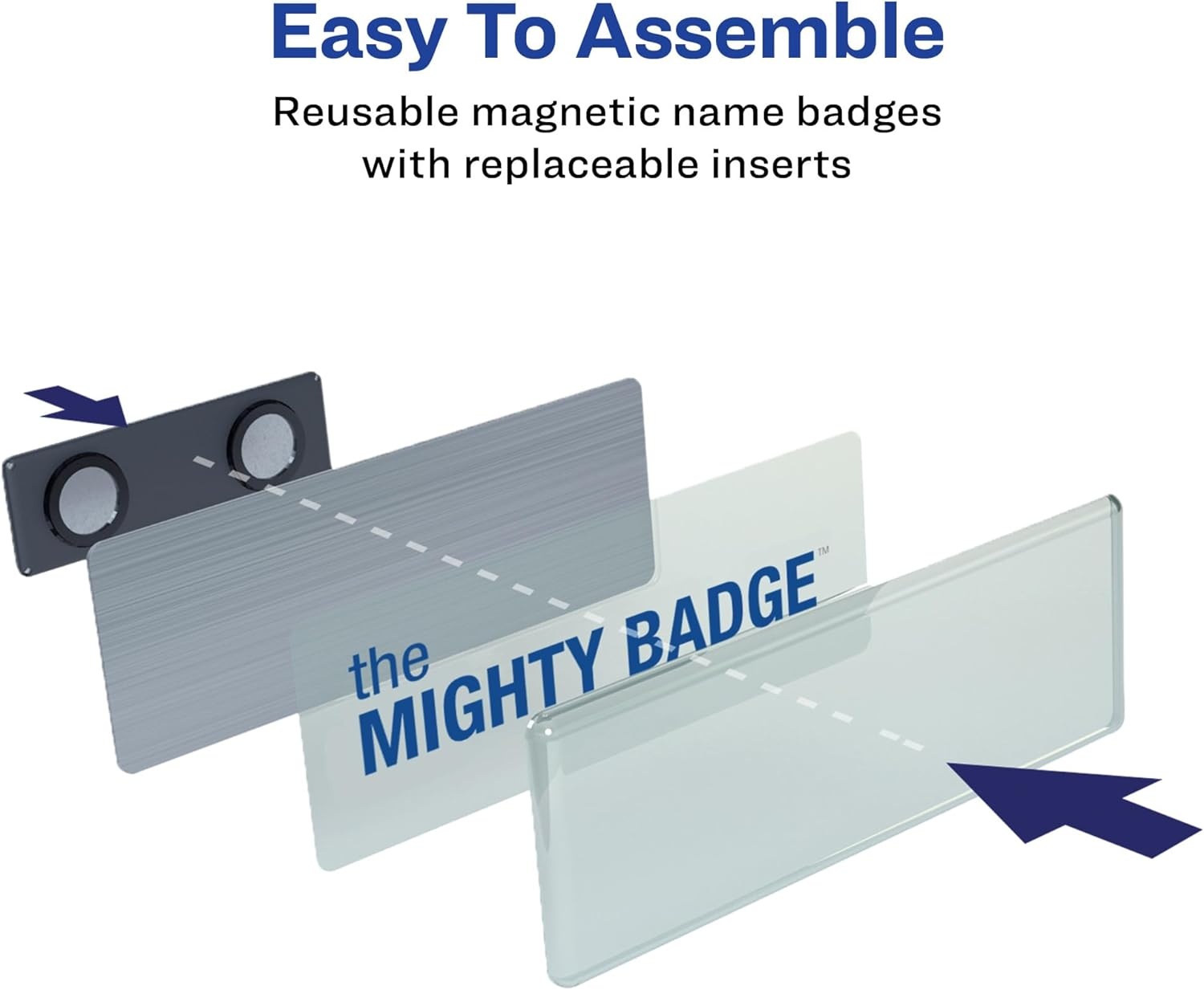 image:imageThe Mighty Badge by Avery 1 x 3 Silver Name Tags 4 ID Badges 32 Inserts for Laser Printers 7120010 Badges Pack of 5