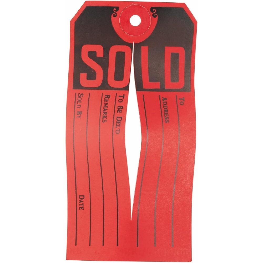 image:imageAvery 15161 Sold Tags Paper 4 34 x 2 38 RedBlack Box of 500Pack of 10
