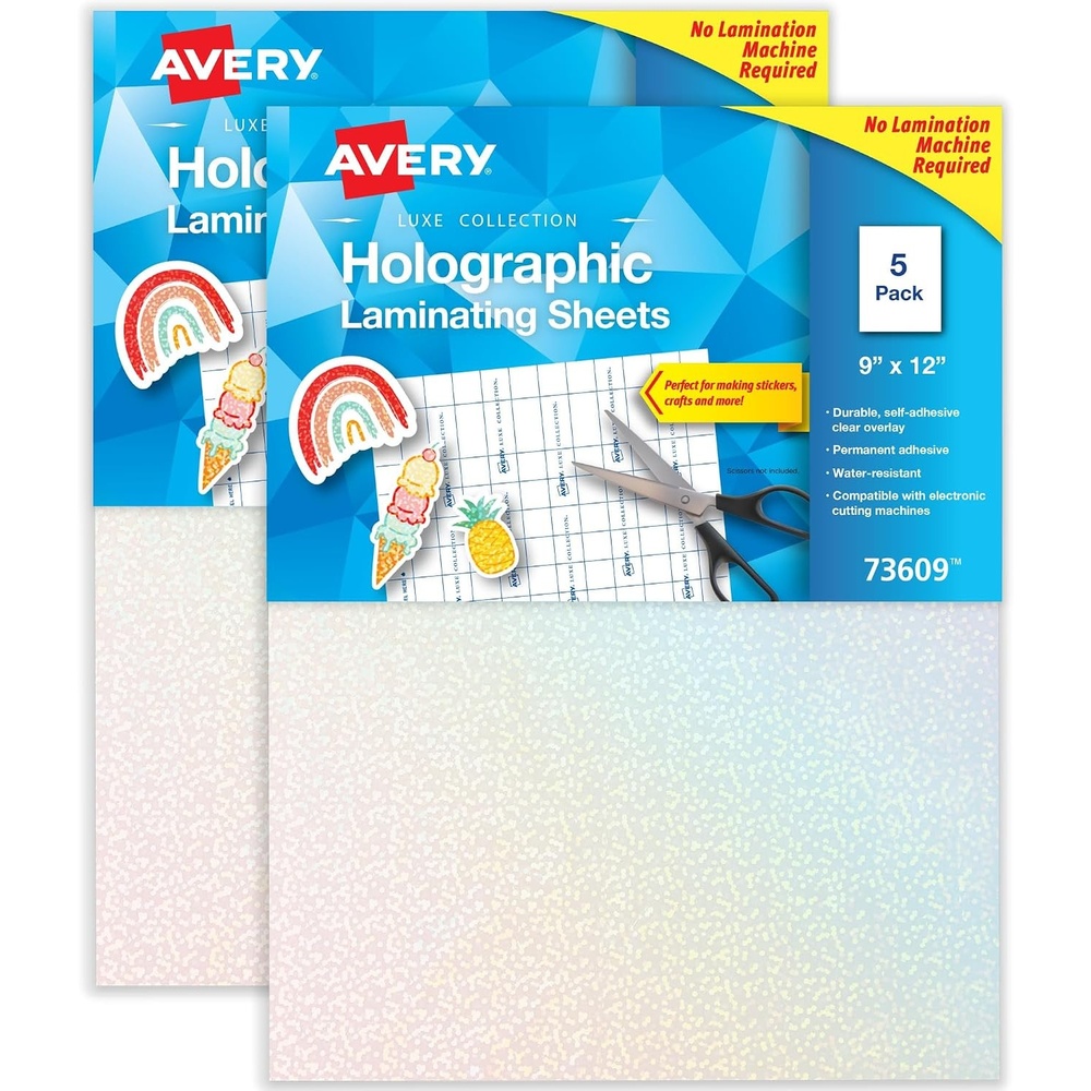 image:imageAvery Clear Laminating Sheets 9 x 12 Permanent SelfAdhesive 50 SelfLaminating Sheets Great for Protecting Documents Photos and Signs More 73601Holographic