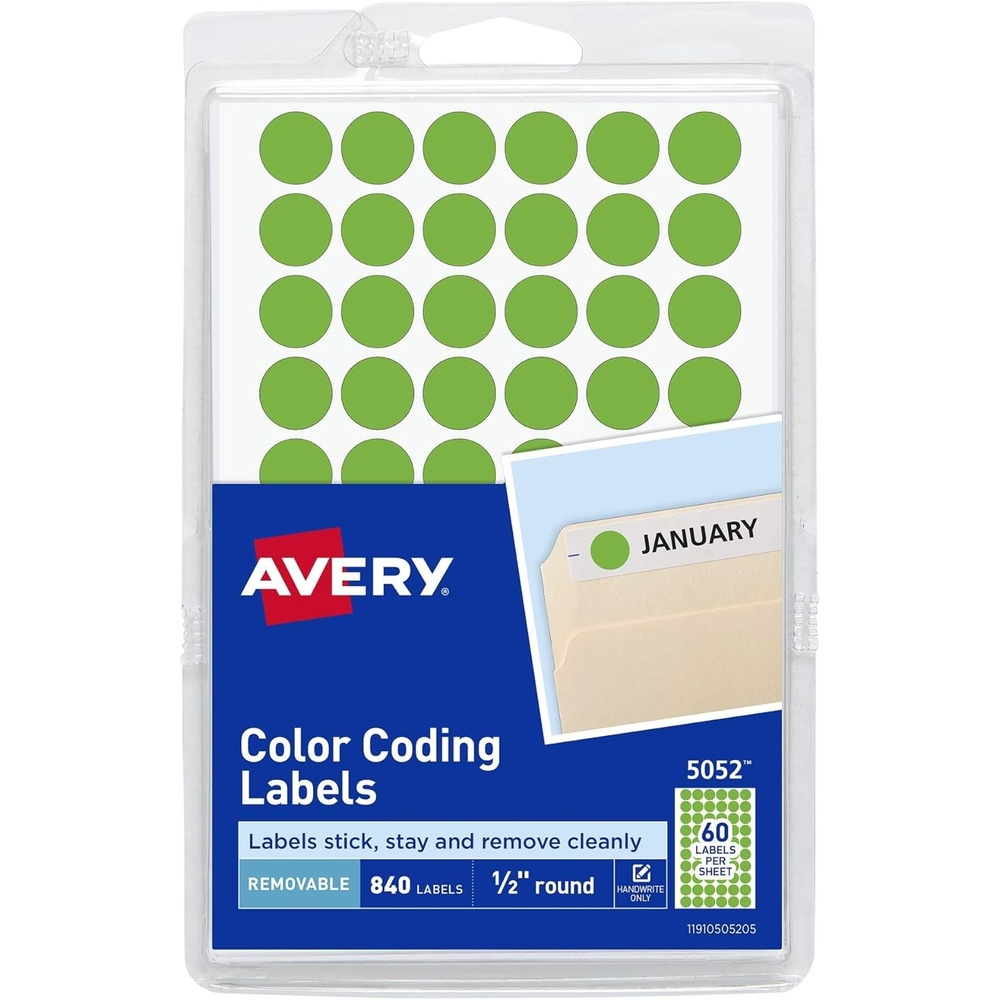 image:imageAvery ColorCoding Removable Labels 12 Inch Round Stickers Neon Green NonPrintable 840 Dot Stickers Total 5052Small