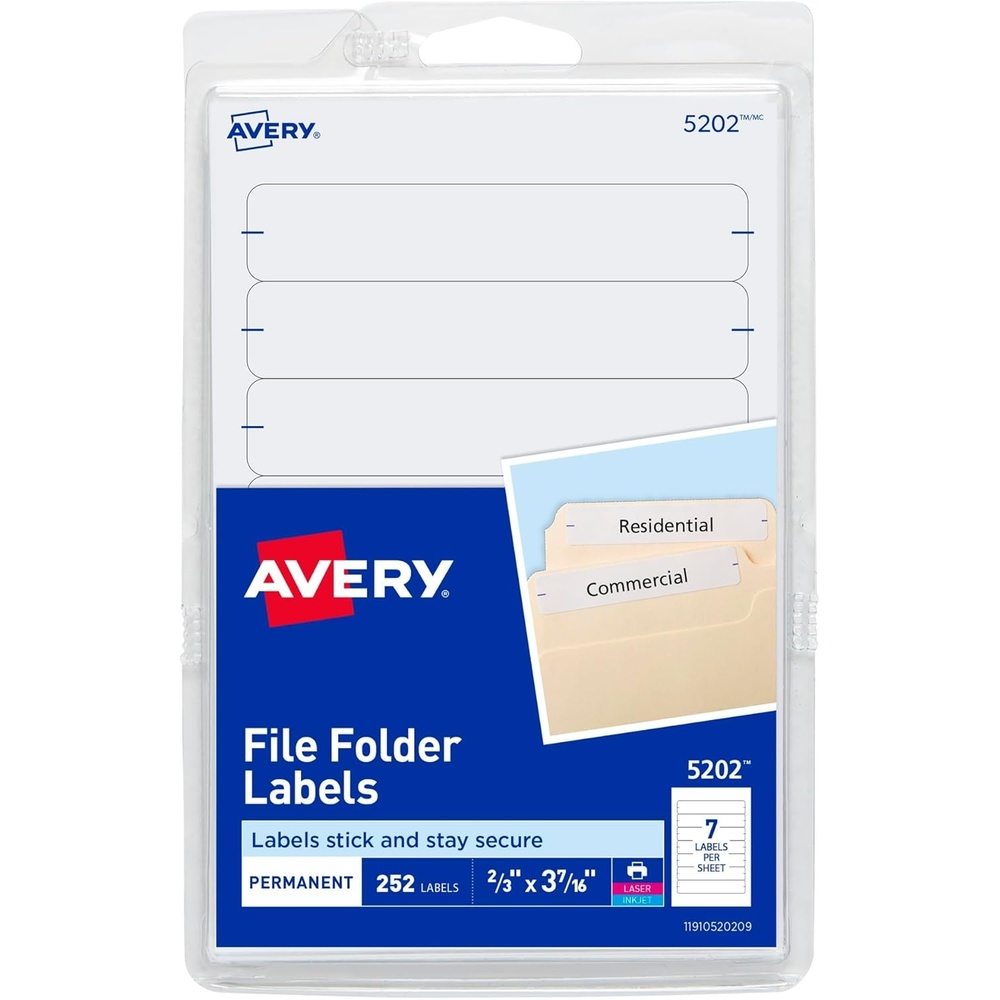 image:imageAvery File Folder Labels on 4 x 6 Sheets Easy Peel White Print amp Handwrite 23 x 3716 252 Labels 52024 536 labels