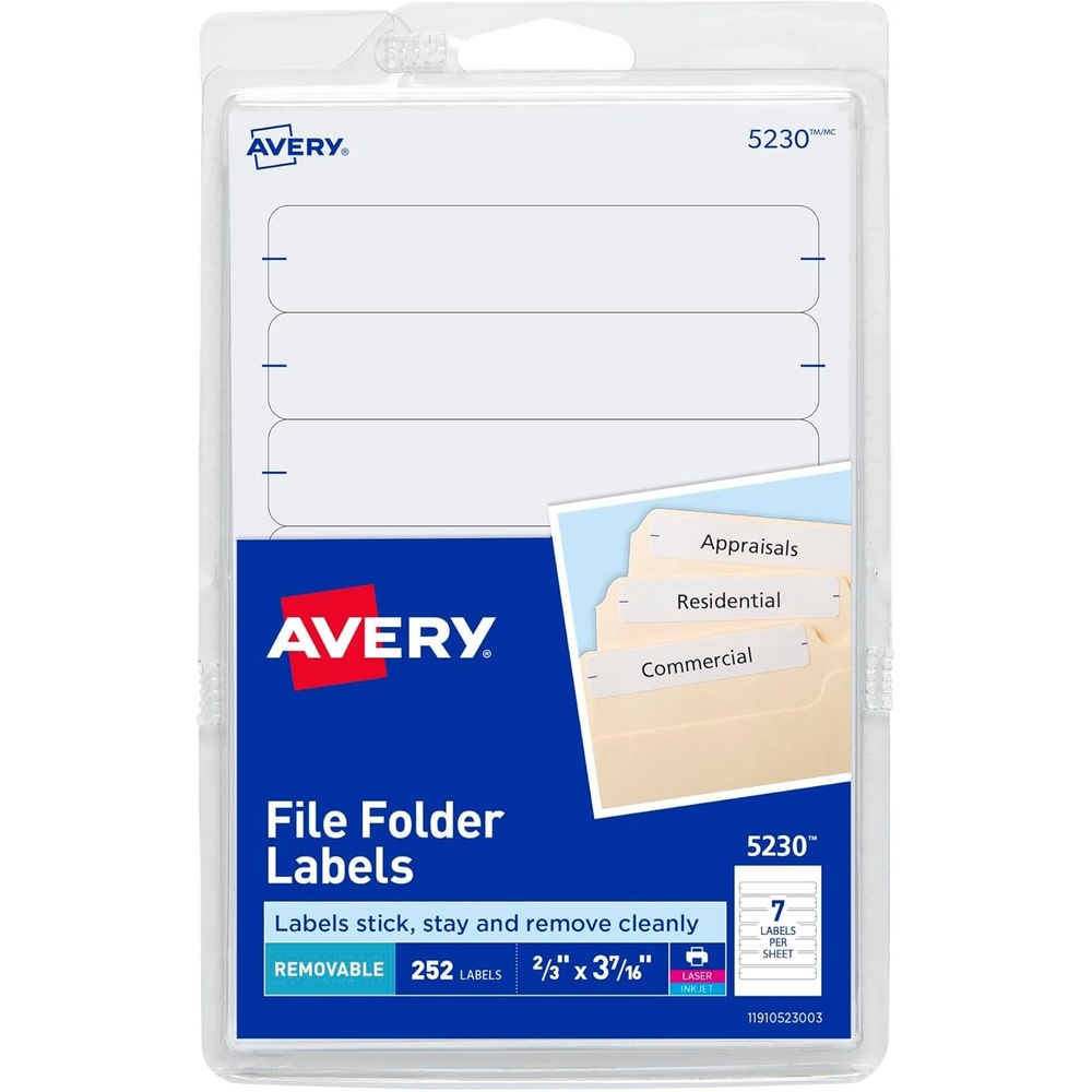 image:imageAvery File Folder Labels on 4 x 6 Sheets Removable Adhesive White 23 x 3716 252 Labels 5230