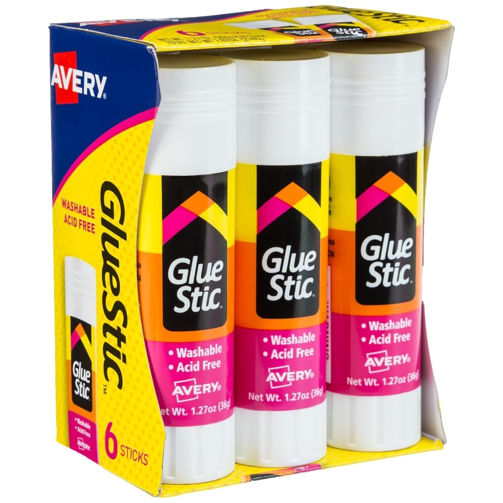 image:imageAvery Glue Stic  Washable Glue Sticks for Classroom Crafting and Office Use 127 oz Pack of 6 White 98073127 oz