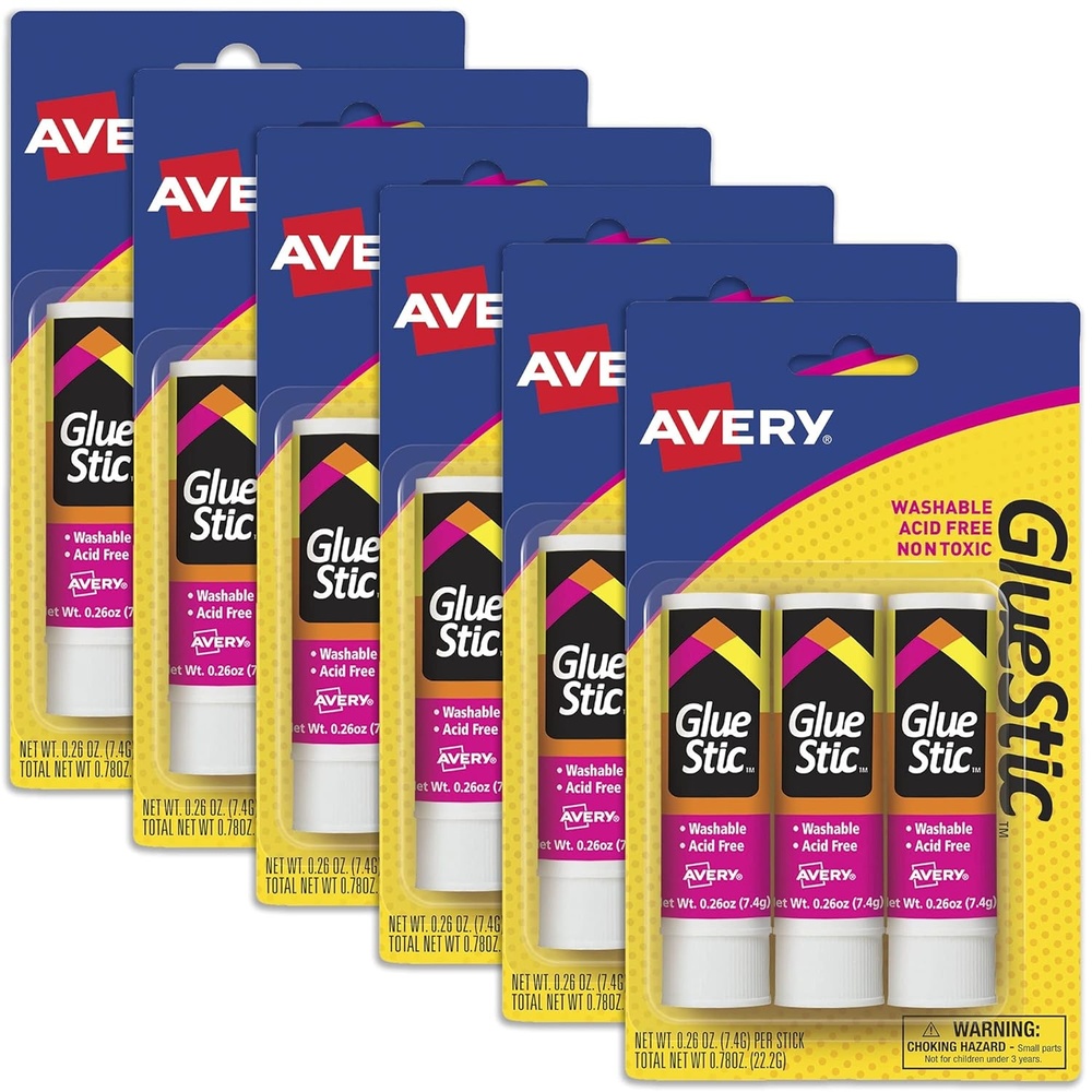 image:imageAvery Glue Stick White Washable 026 Oz Permanent Glue Stic 12pk 0016618 sticks 6 packs