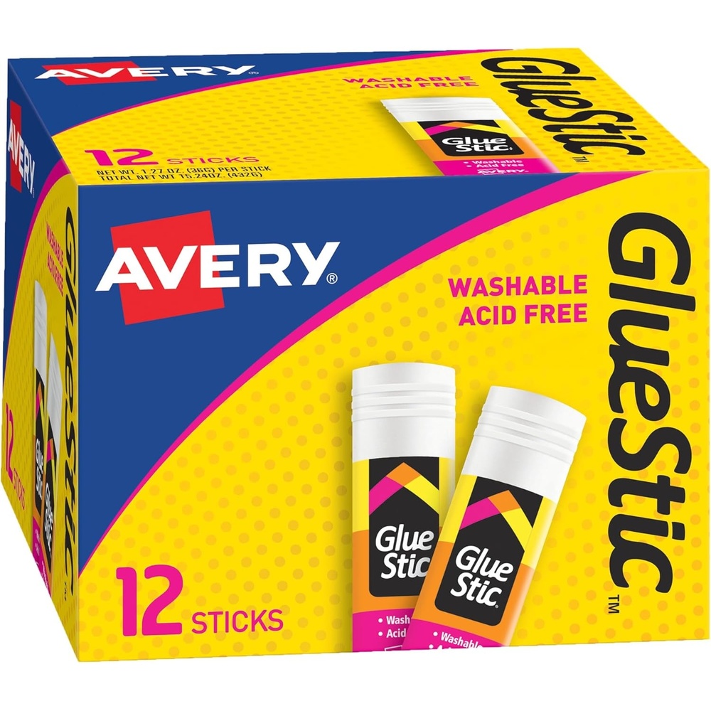 image:imageAvery Glue Stick White Washable 127 oz Permanent Glue Stic 12pk 00196